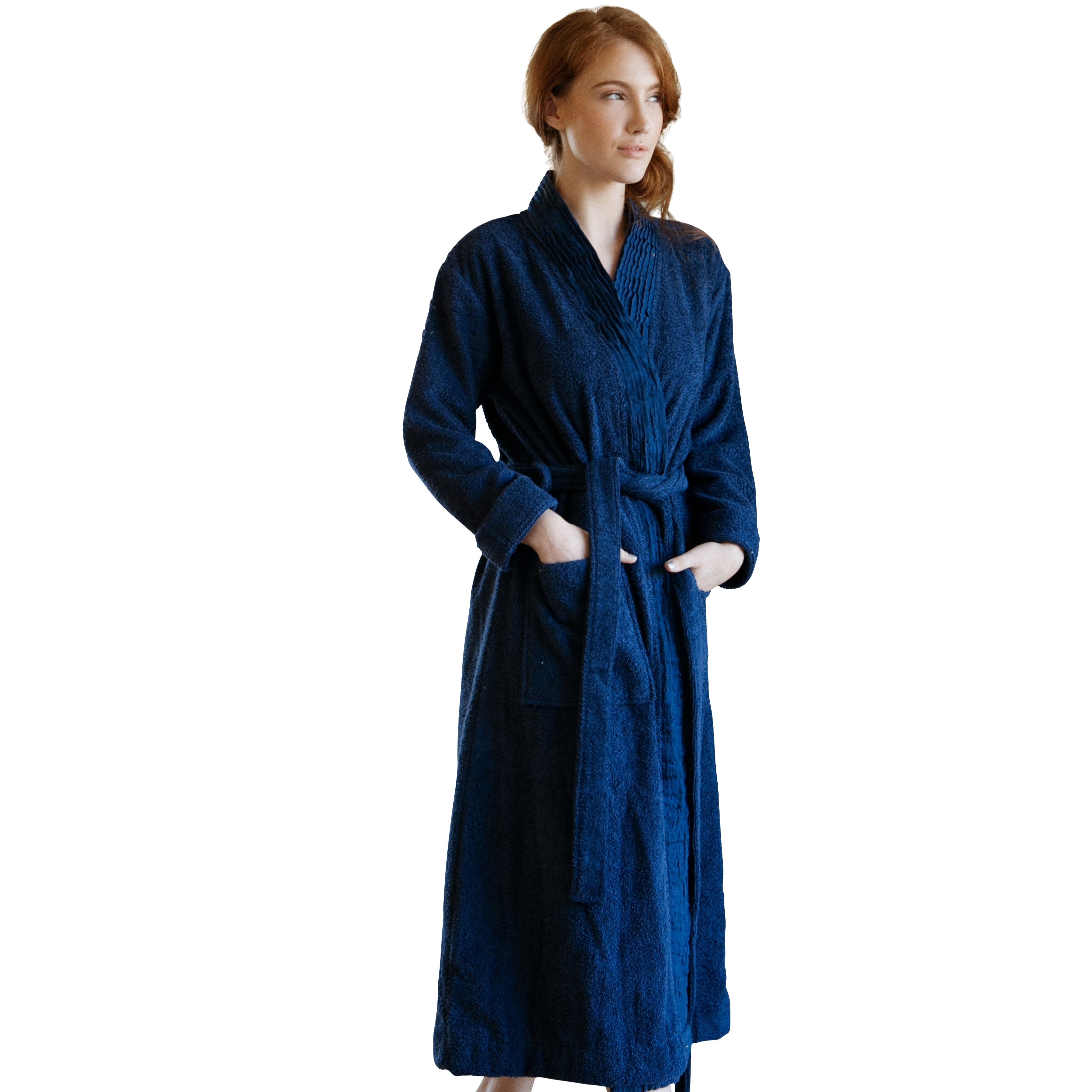 Turkish Cotton Terry Cloth Pleated Bathrobe – Pure Fiber, view 8