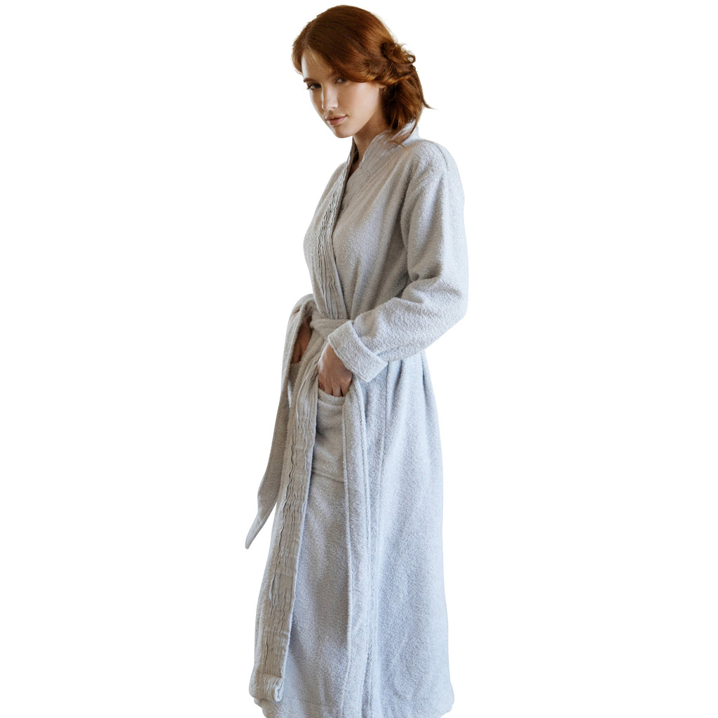 Turkish Cotton Terry Cloth Pleated Bathrobe – Pure Fiber, view 12