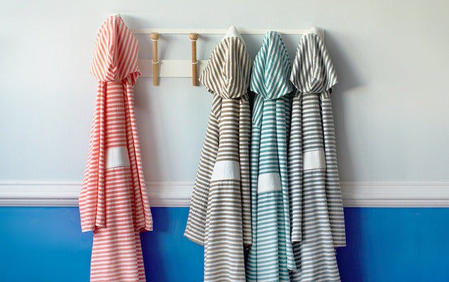 Seaside Serenity Stripe Organic Hooded Short Robe – Pure Fiber, view 4