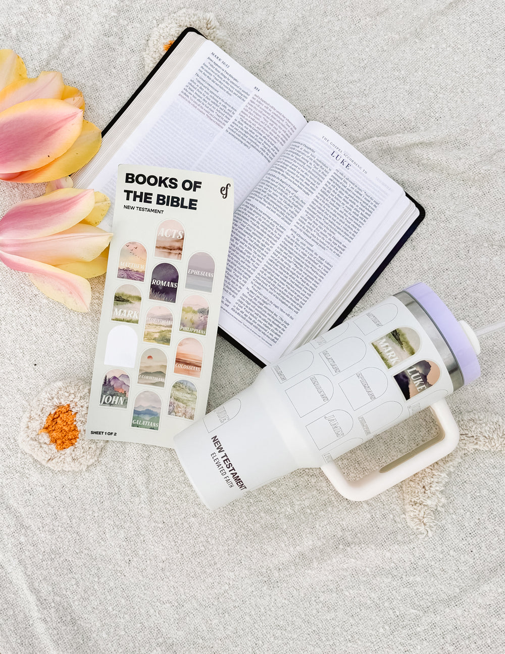 Elevated Faith NT Bible Checklist 40 oz Tumbler — side view