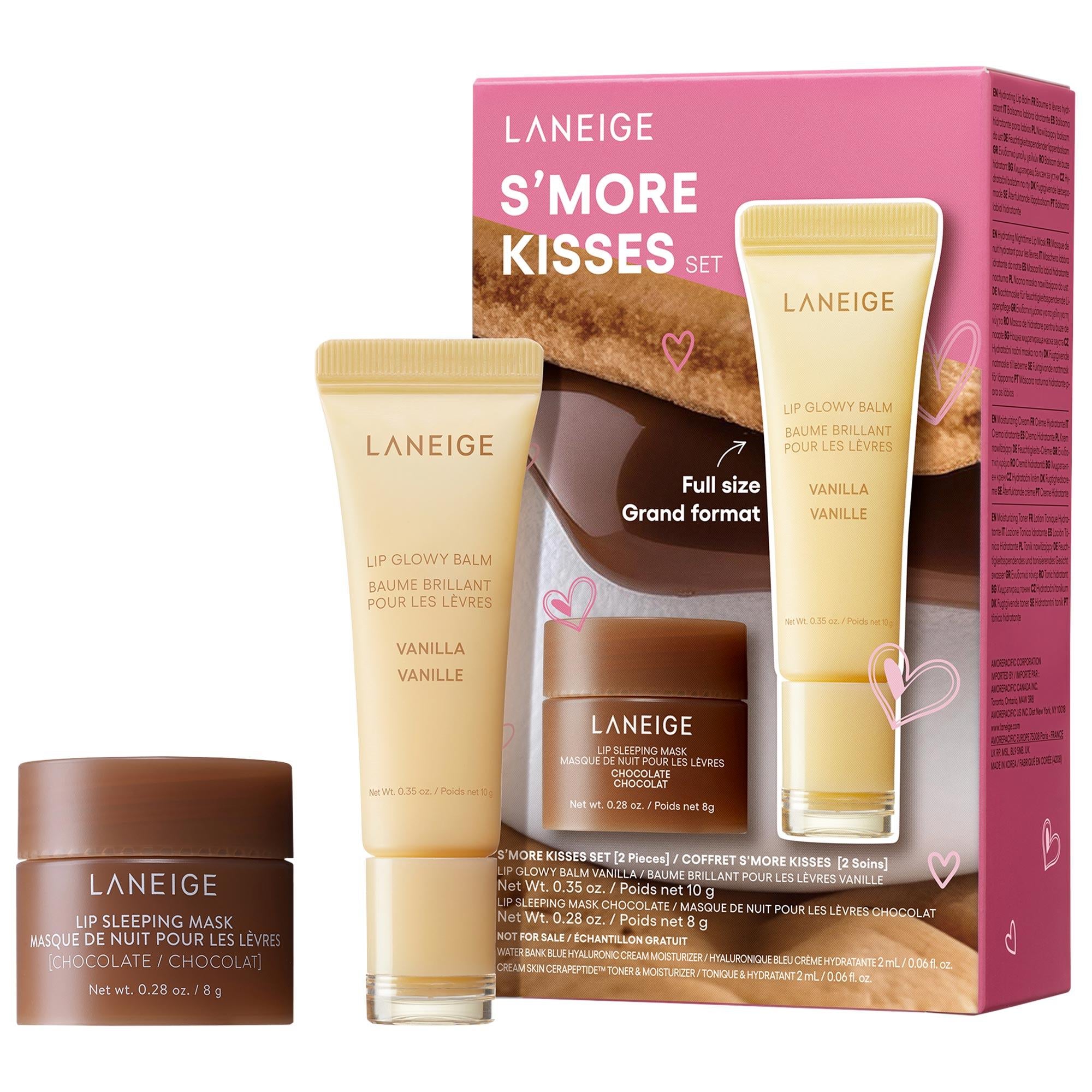LANEIGE S'more Kisses Lip Care Set - Hydrating Lip Balm & Sleeping Mask Duo with Antioxidants