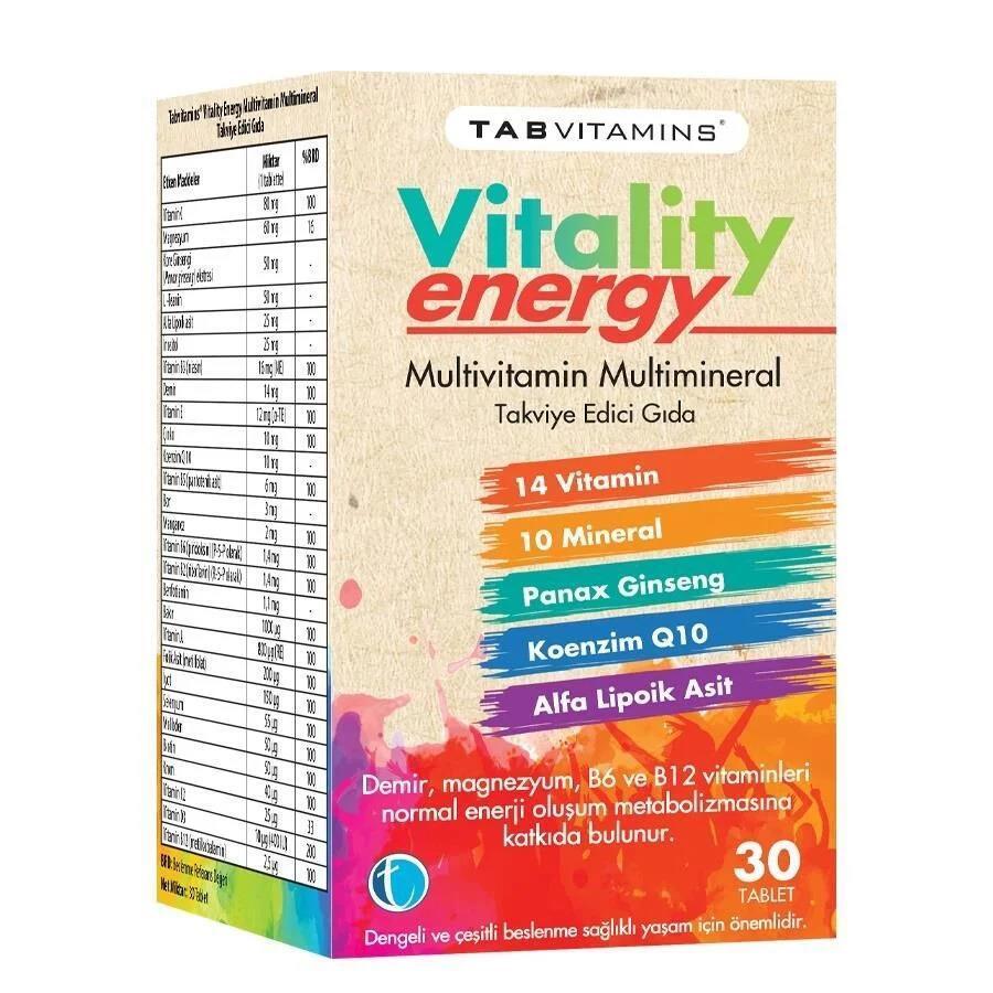 Tabvitamins Vitality Energy 30 Tablet Dietary Supplement for Energy Boost - Vitamin Tablets for Overall Health