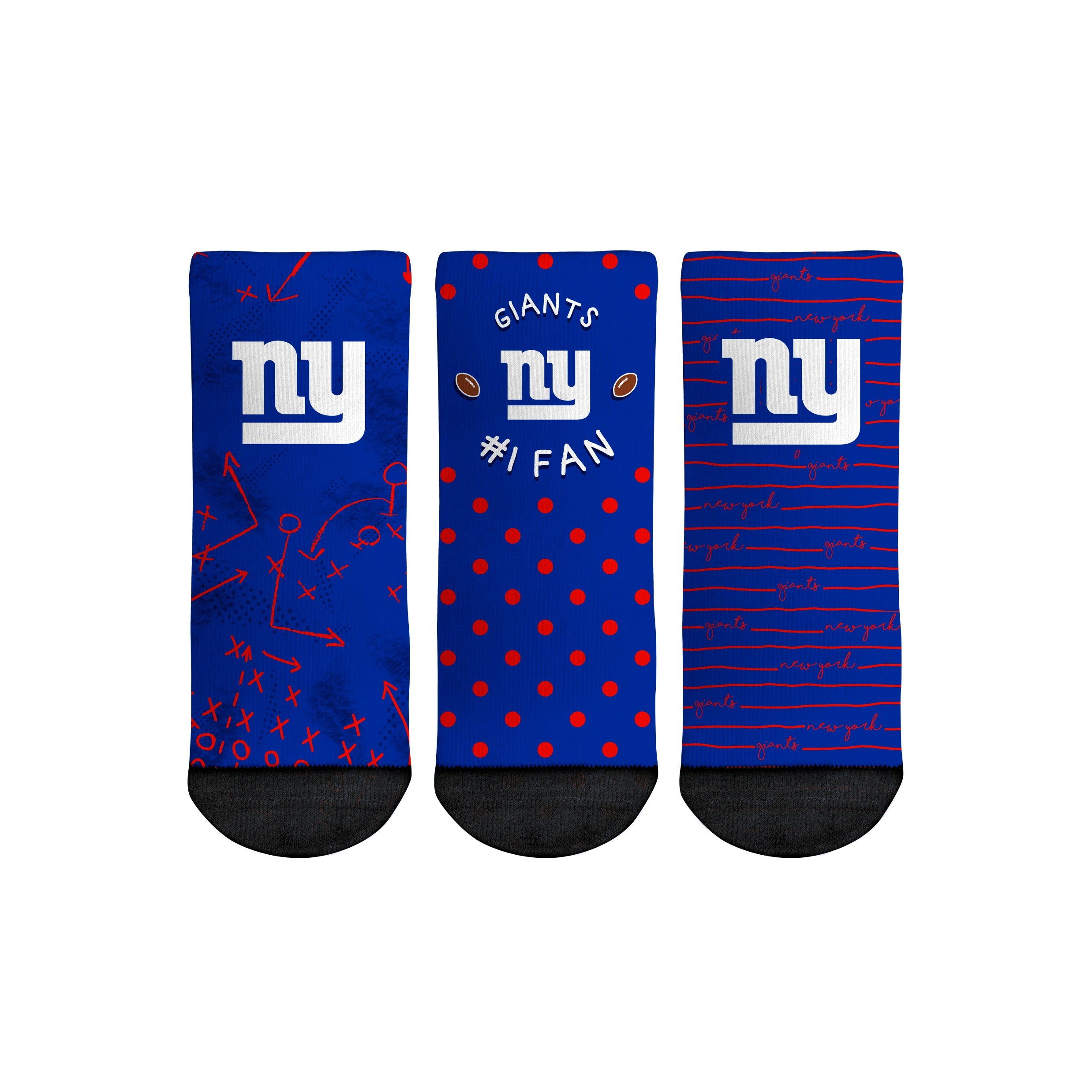 Rock 'Em Socks Rock 'Em Socks New York Giants - Number 1 Fan 3-Pack (Toddler) — main product shot