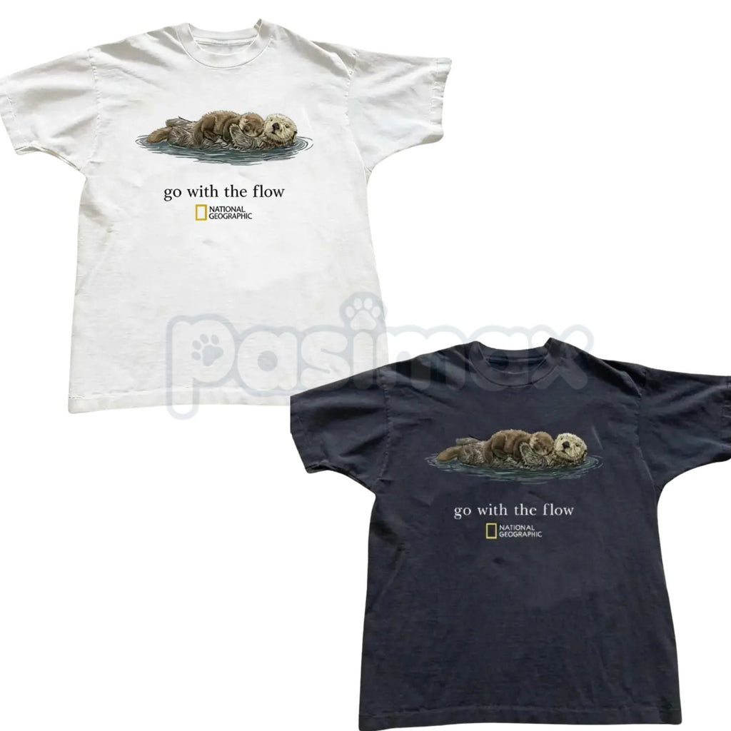 Pasimax National Geographic "Go with the Flow" T-Shirt - Official Style Nature Exploration Graphic Tee, Premium 100% Cotton A