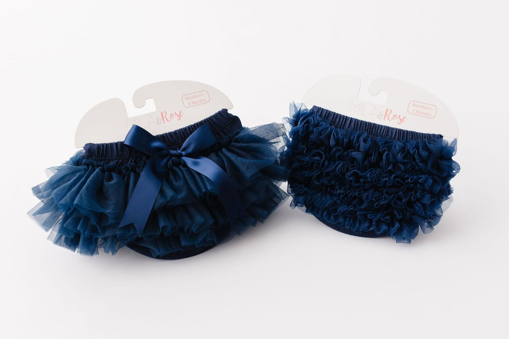 Mila & Rose ® Navy Blue Ruffle Tutu Bloomer — detail close-up
