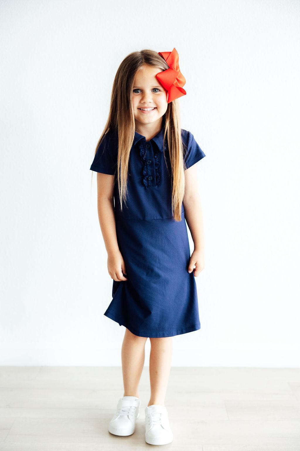 Mila & Rose ® Navy S/S Polo Dress — detail close-up
