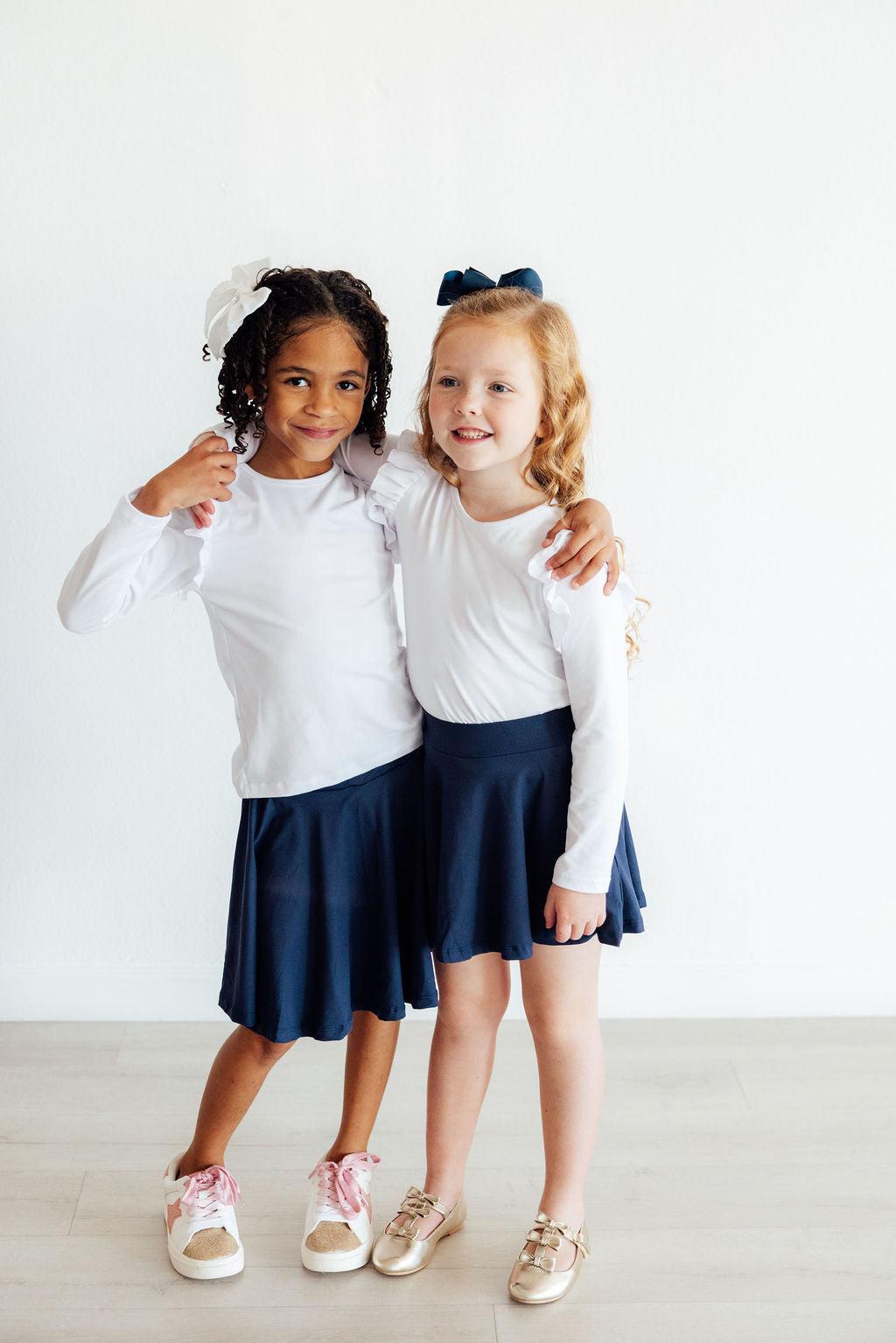 Mila & Rose ® Navy Twirl Skort — detail close-up