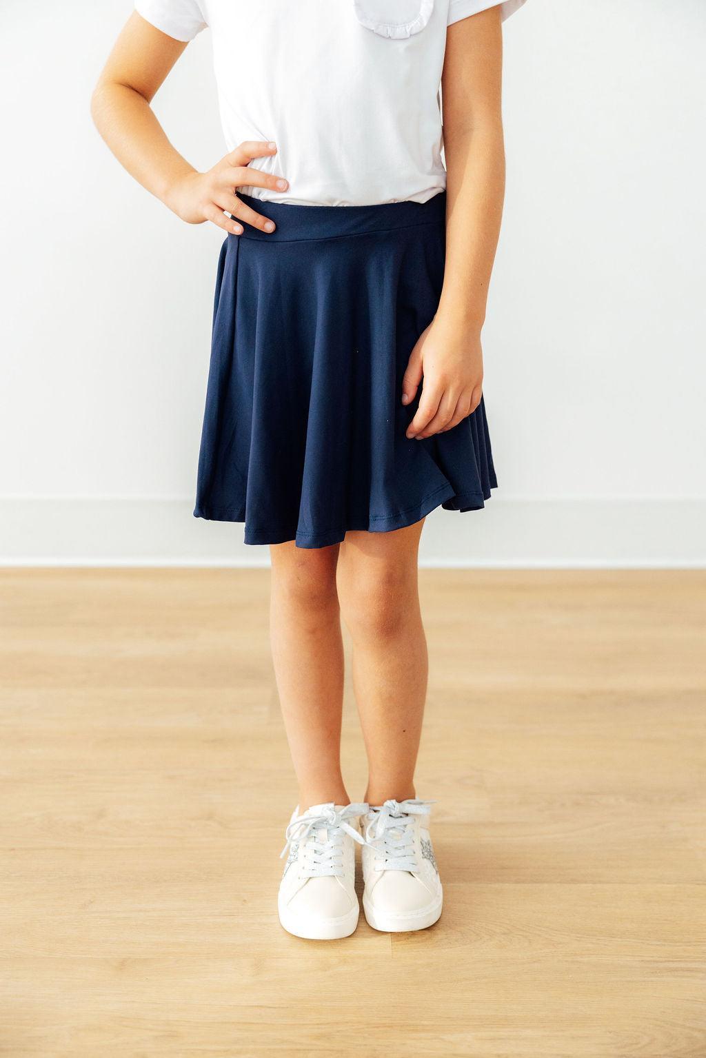 Mila & Rose ® Navy Twirl Skort — side view