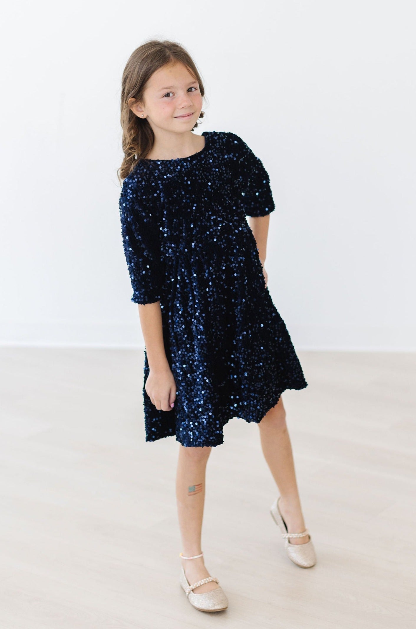 Mila & Rose ® Navy Blue Velvet Sequin Dress — main product shot