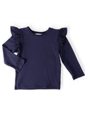 Mila & Rose ® Navy L/S Ruffle Tee — main product shot