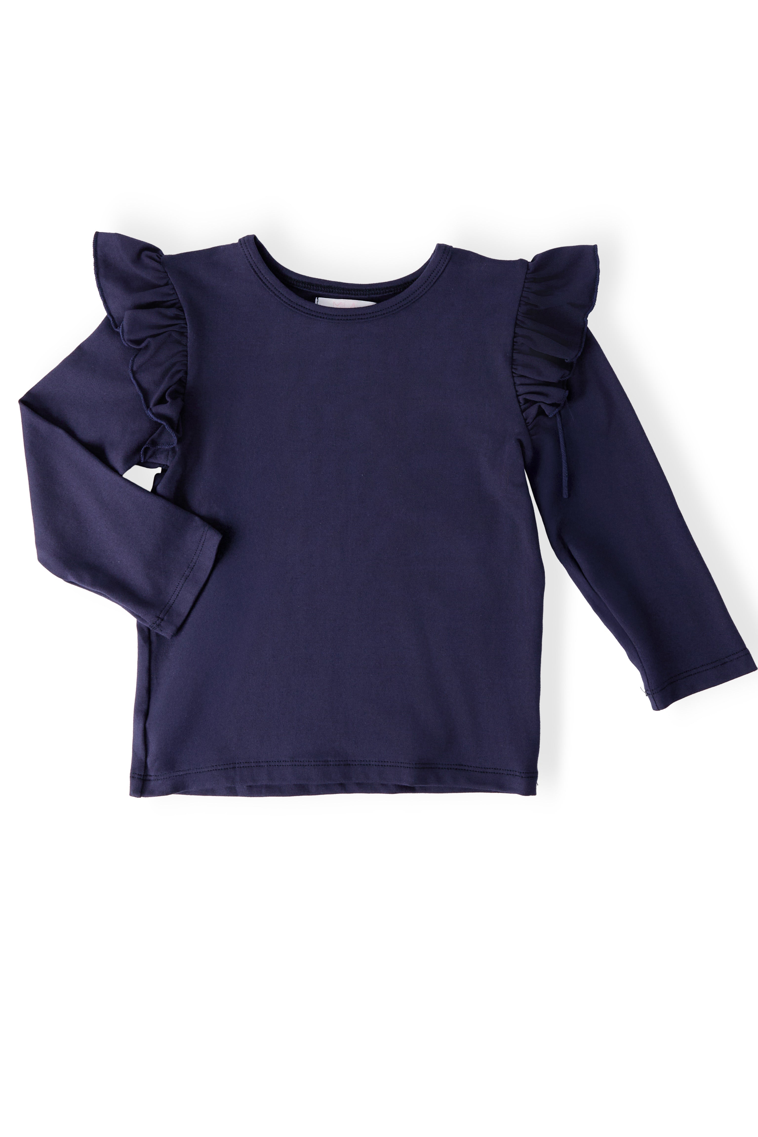 Mila & Rose ® Navy L/S Ruffle Tee — main product shot
