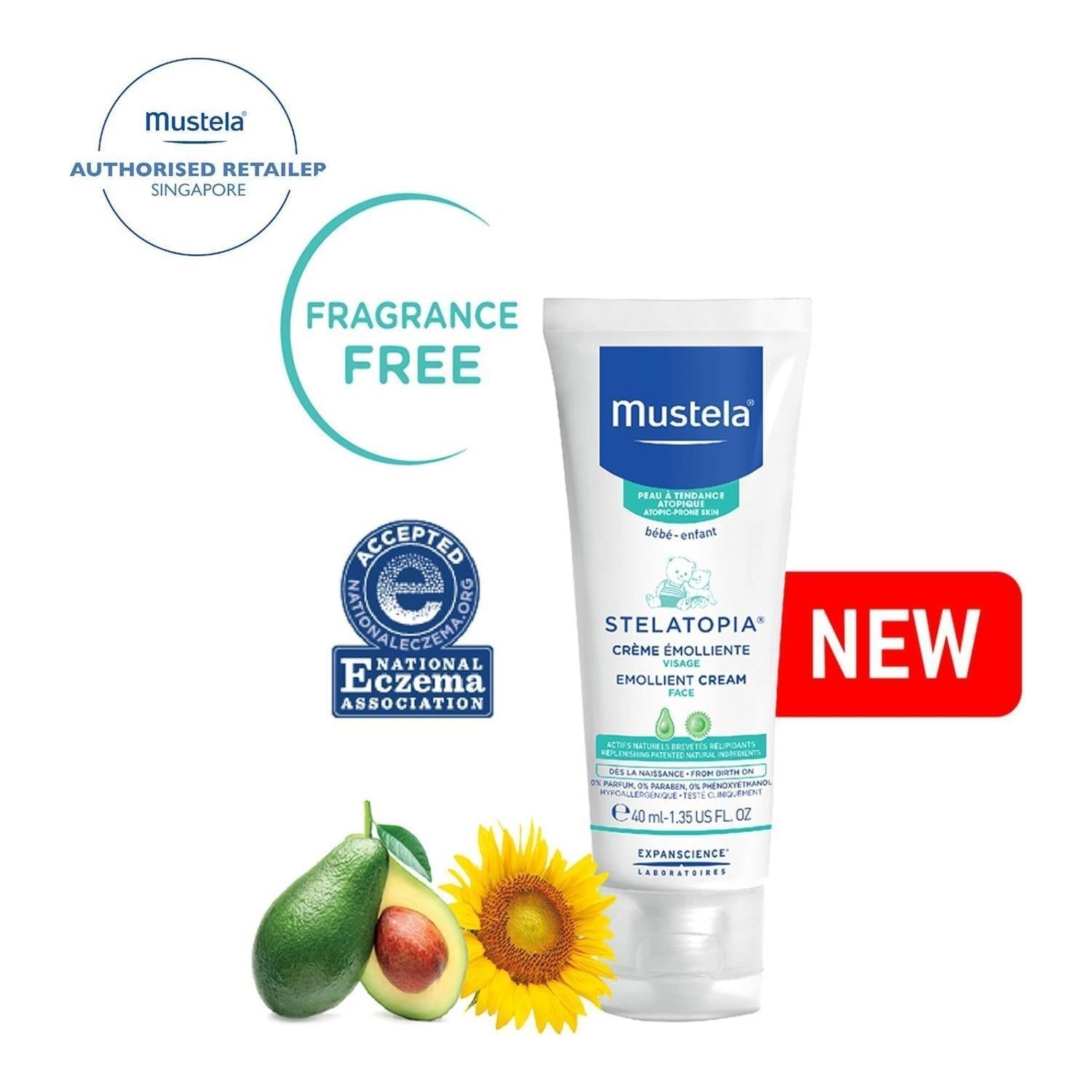 Mustela Stelatopia Emollient Face Cream for Babies - Natural, Fragrance-Free, Moisturizing Baby Skincare