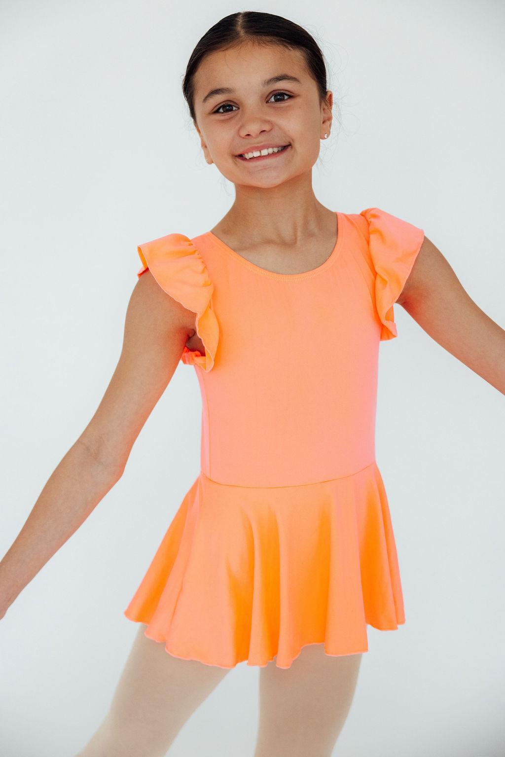 Mila & Rose ® Neon Coral S/S Twirl Leotard — lifestyle context