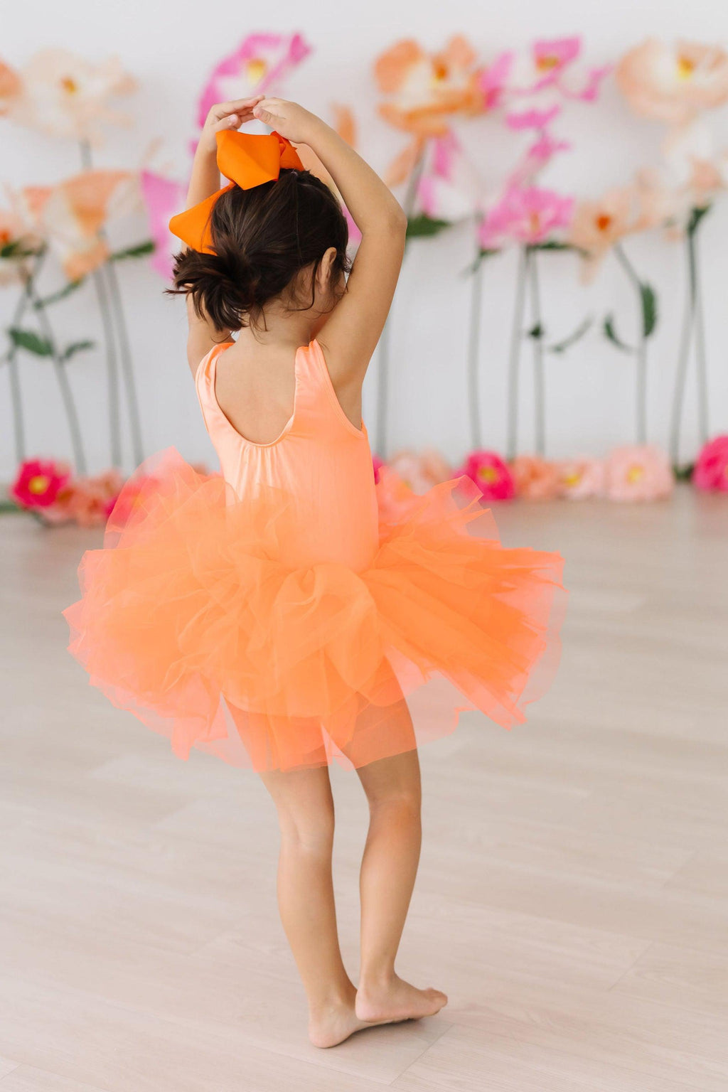 Mila & Rose ® Neon Coral Tank Tutu Leotard — detail close-up