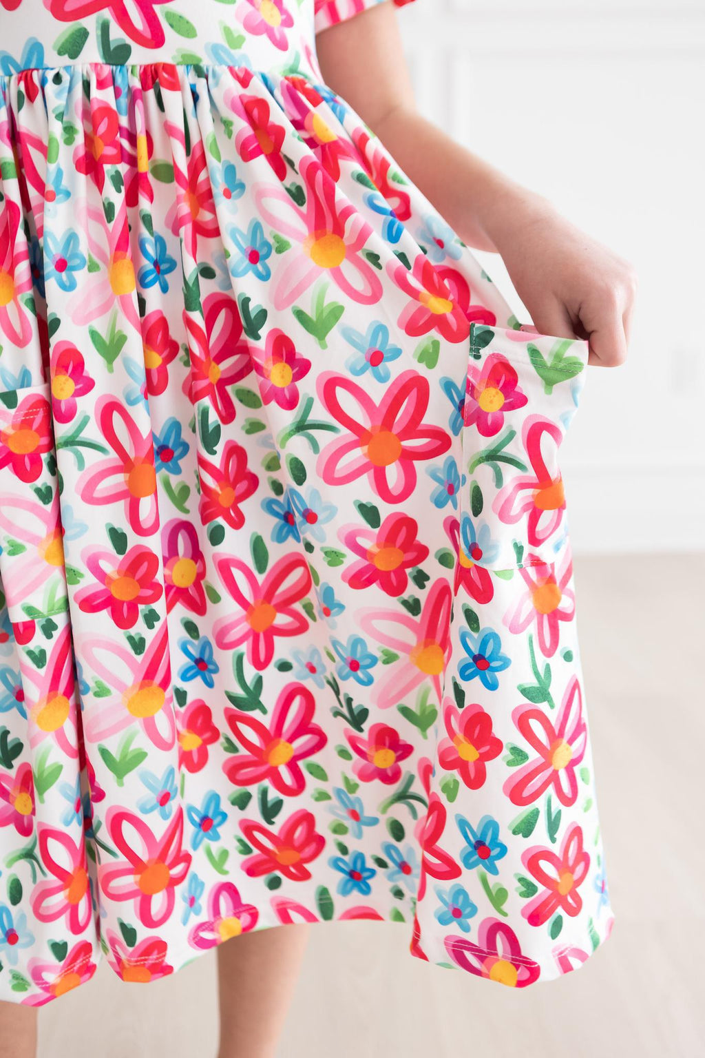 Mila & Rose ® Neon Floral S/S Pocket Twirl Dress — in-use photo