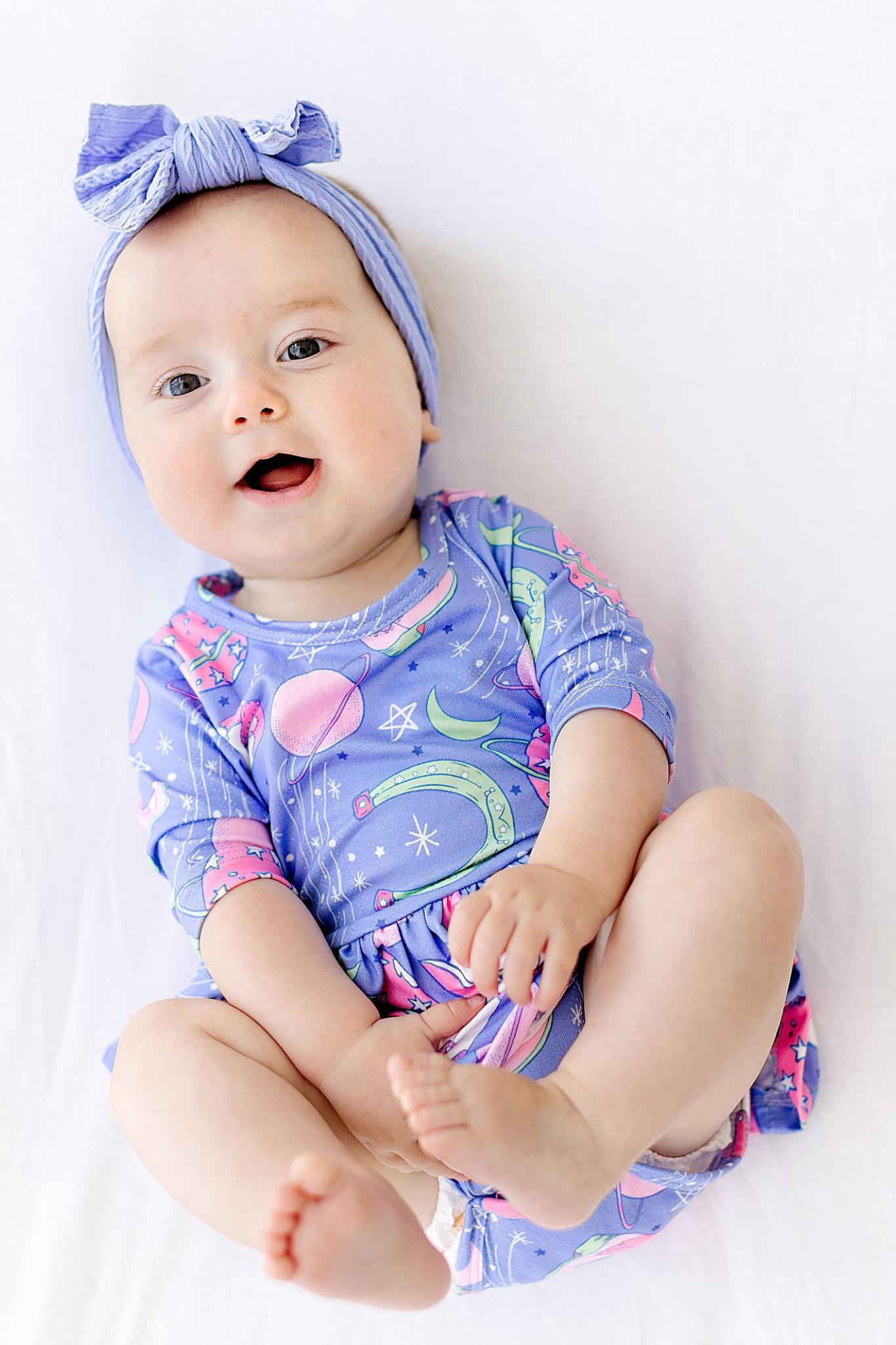 Mila & Rose ® SALE Neon Moon 3/4 Sleeve Twirl Bodysuit — detail close-up