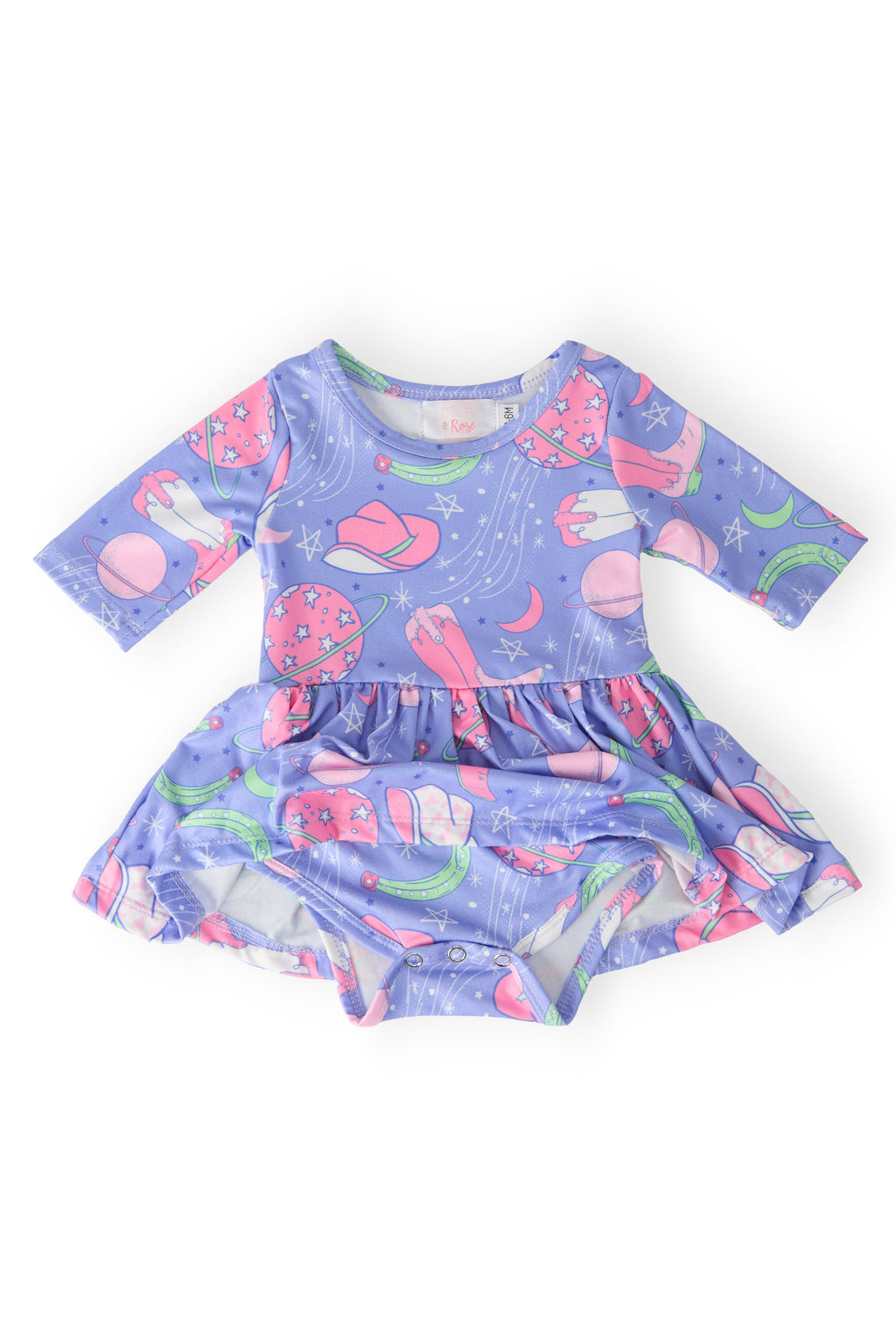 Mila & Rose ® SALE Neon Moon 3/4 Sleeve Twirl Bodysuit — lifestyle context
