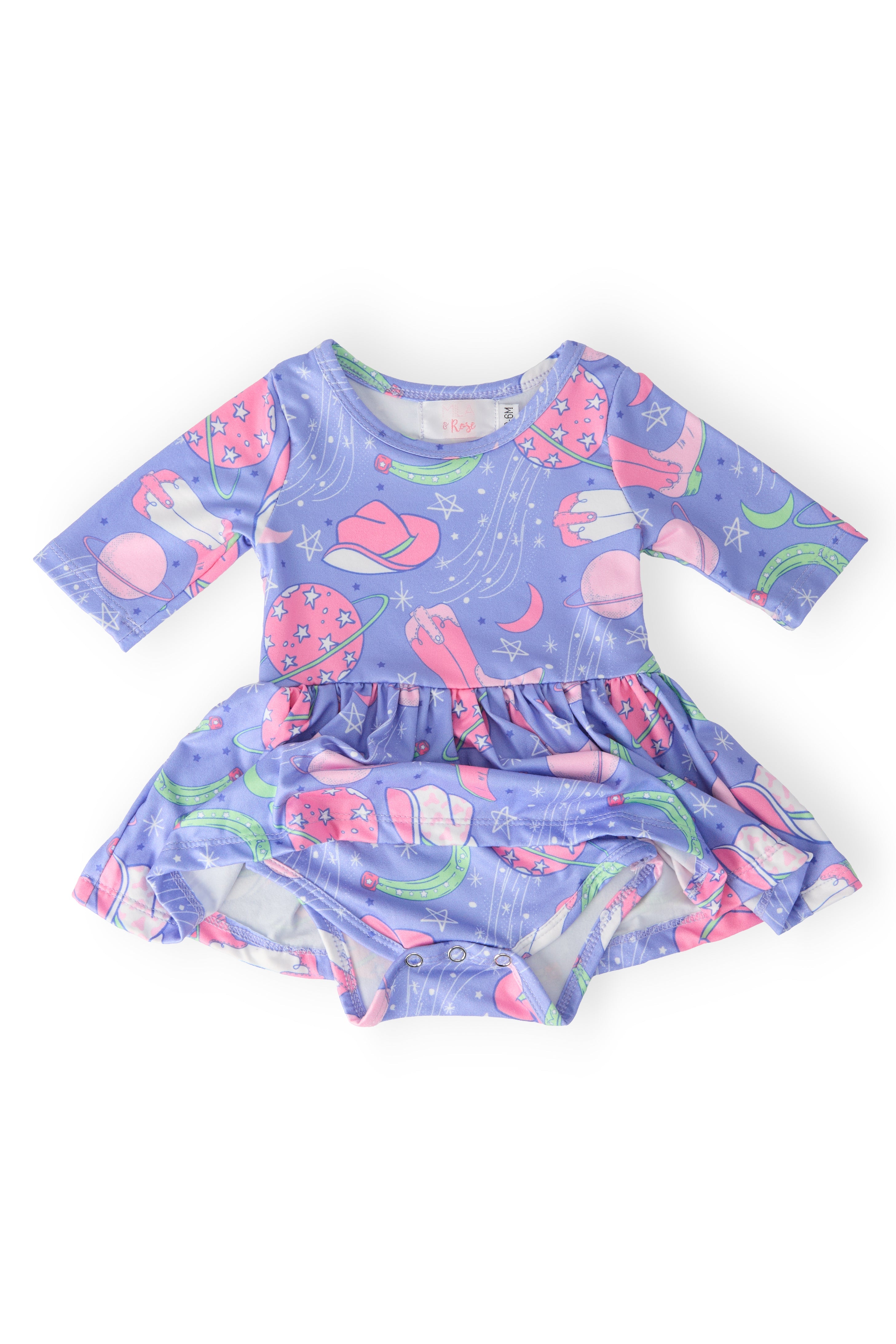 Mila & Rose ® SALE Neon Moon 3/4 Sleeve Twirl Bodysuit — lifestyle context