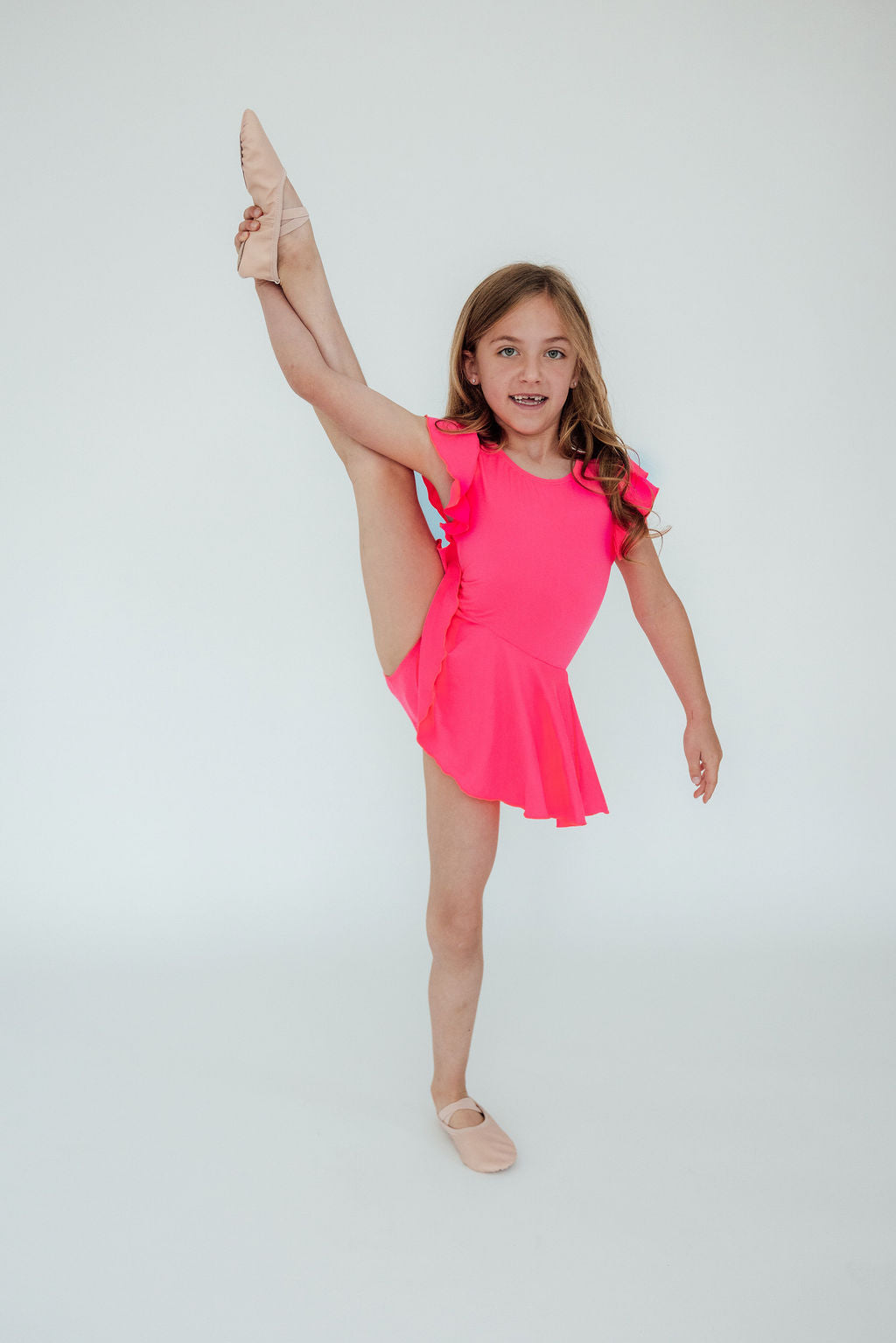 Mila & Rose ® Neon Pink S/S Twirl Leotard — lifestyle context