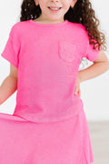 Mila & Rose ® Neon Pink Scrunchy Pocket Tee — main product shot
