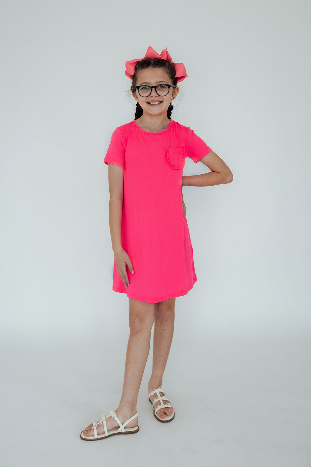 Mila & Rose ® Neon Pink T-Shirt Dress — lifestyle context