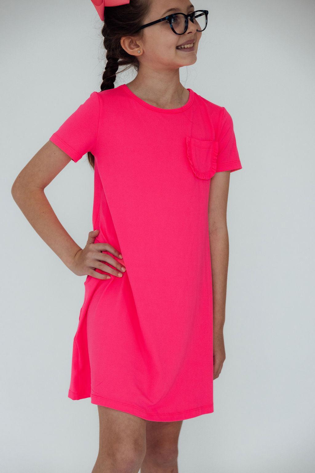 Mila & Rose ® Neon Pink T-Shirt Dress — main product shot