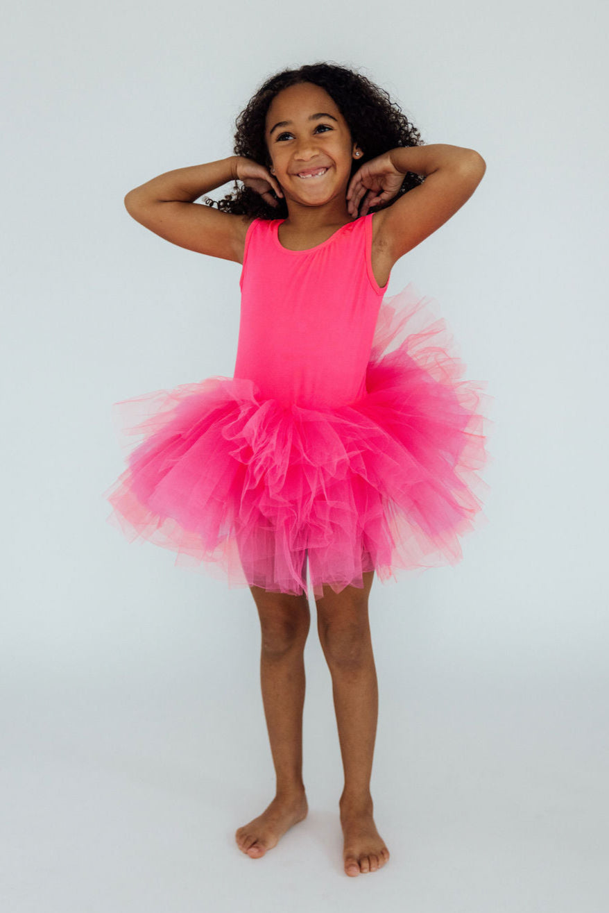 Mila & Rose ® Neon Pink Tank Tutu Leotard — main product shot