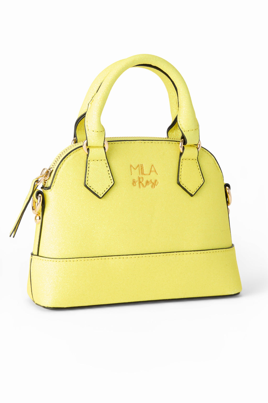 Mila & Rose ® Neon Yellow Glitter Girl's Crossbody Purse — main product shot