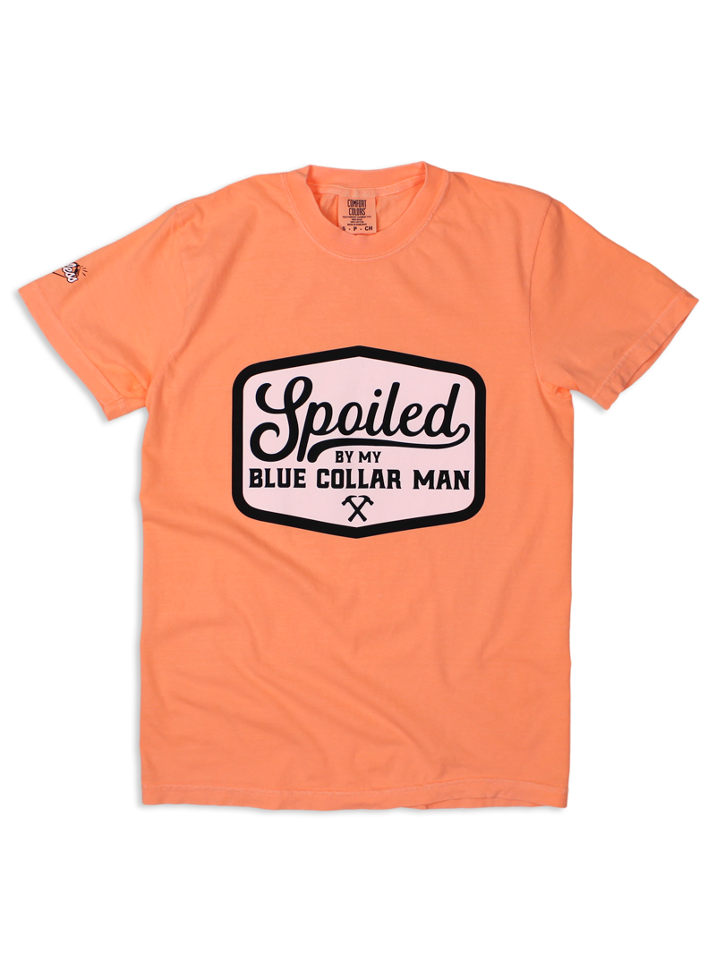 Luckless Outfitters Spoiled By My Blue Collar Man Tee — side view