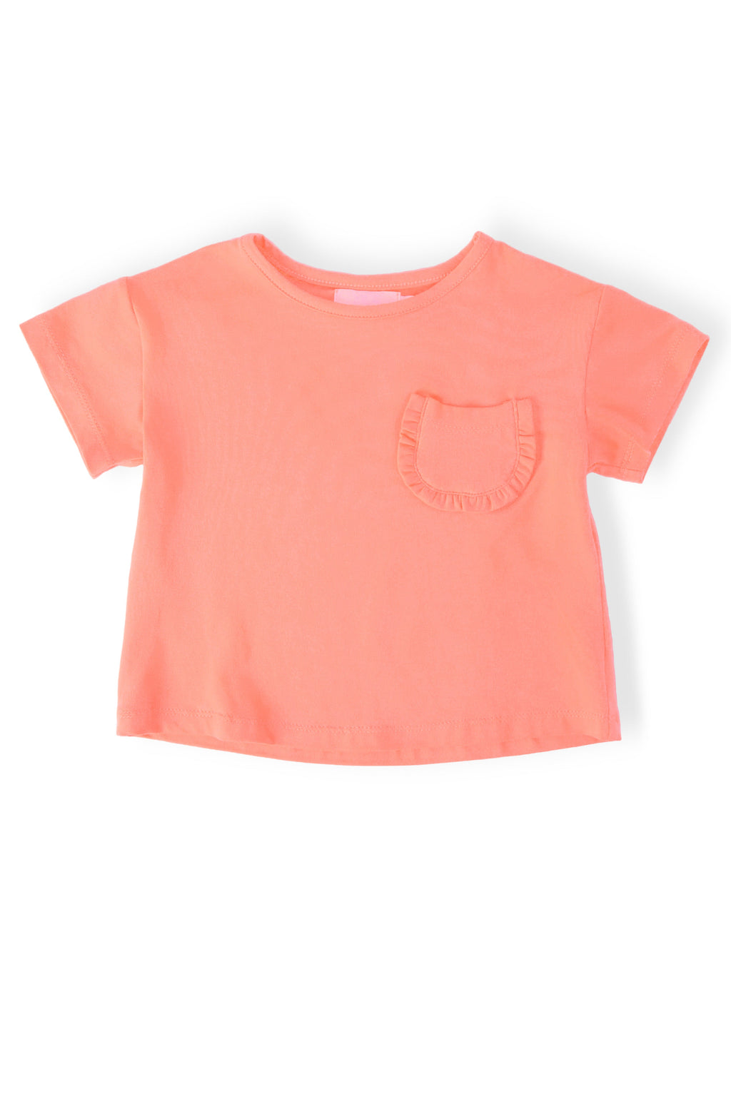 Mila & Rose ® Neon Coral Ruffle Pocket Tee — main product shot