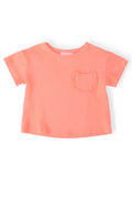 Mila & Rose ® Neon Coral Ruffle Pocket Tee — main product shot