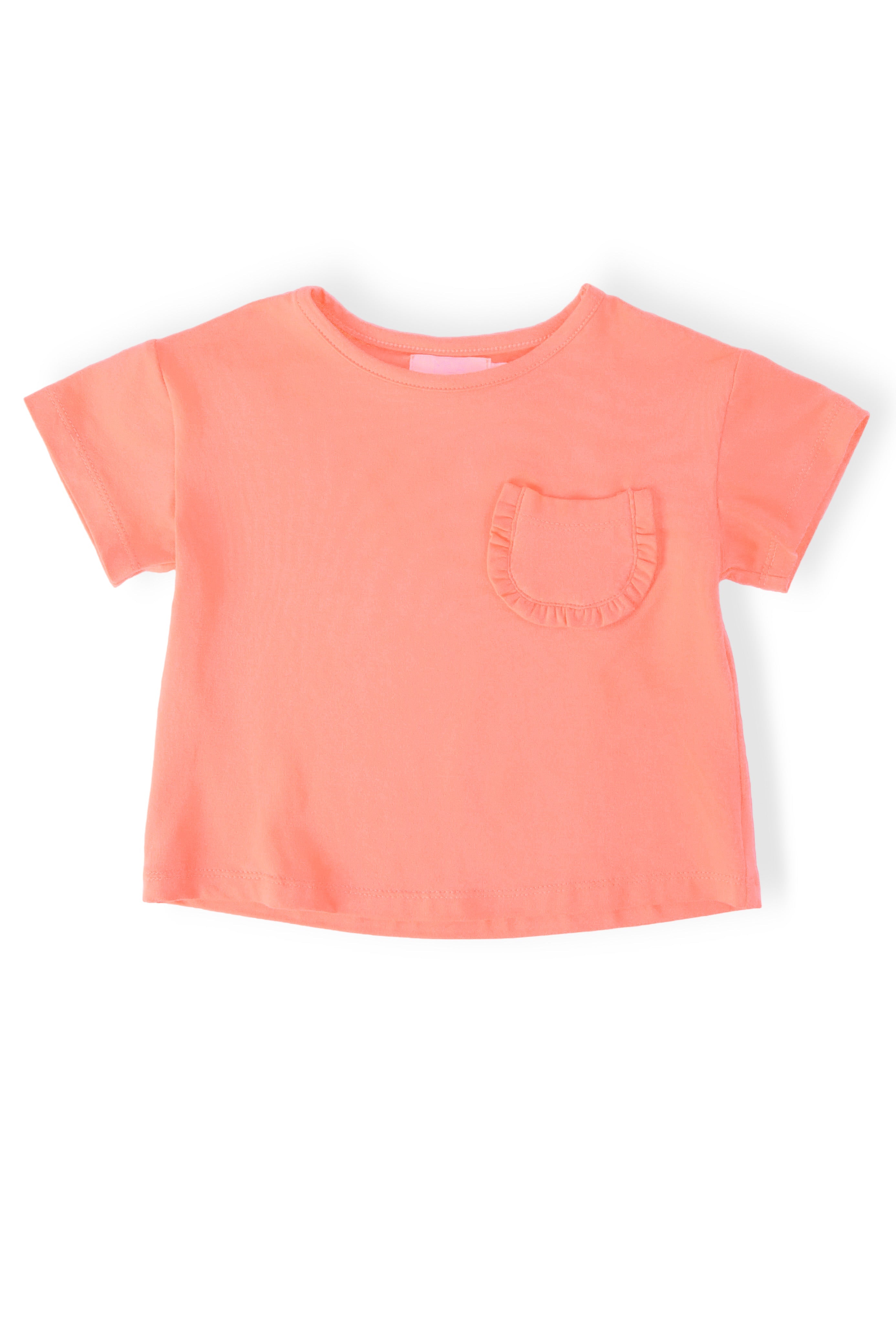Mila & Rose ® Neon Coral Ruffle Pocket Tee — main product shot
