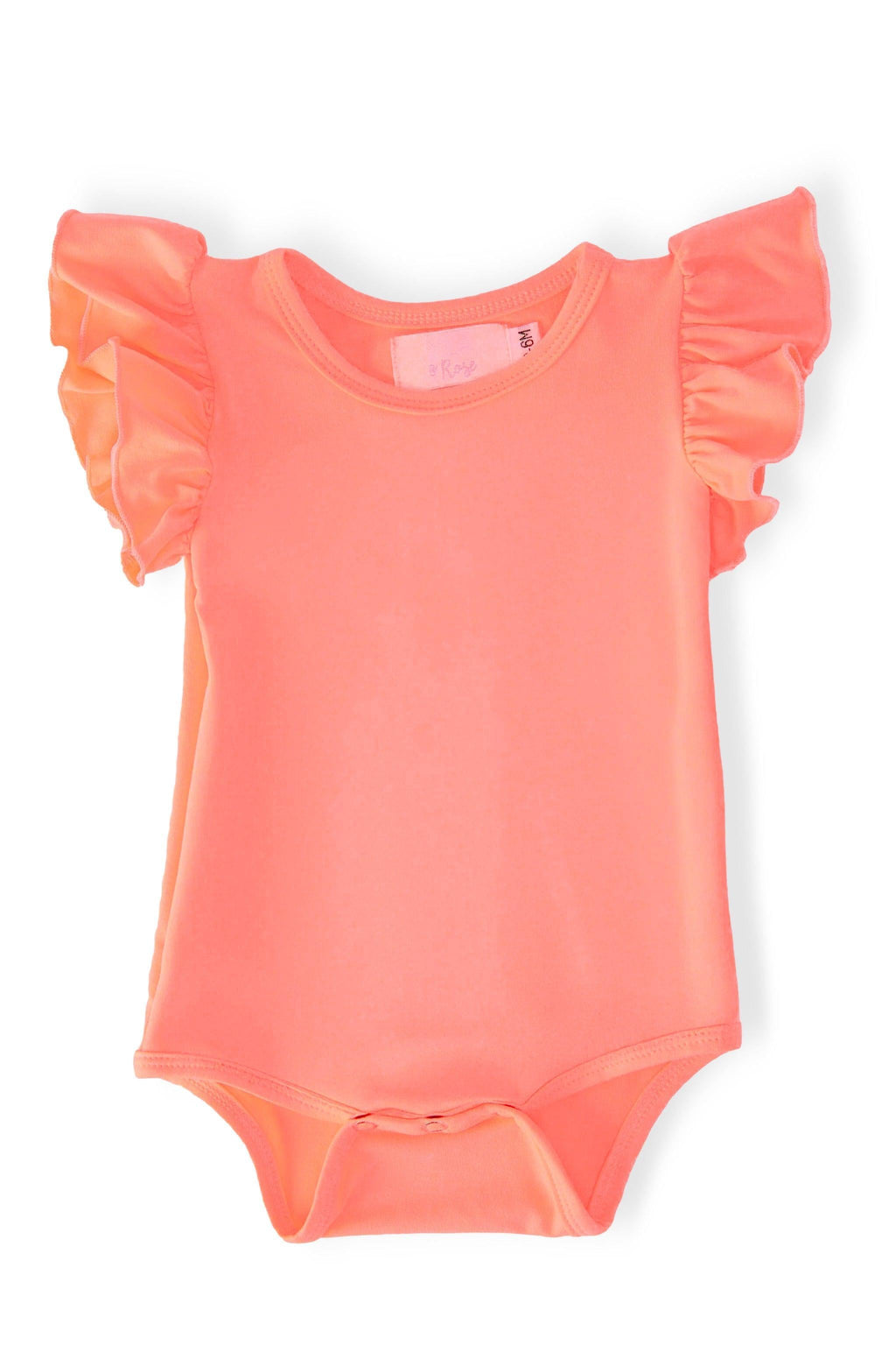 Mila & Rose ® Neon Coral S/S Flutter Bodysuit — main product shot