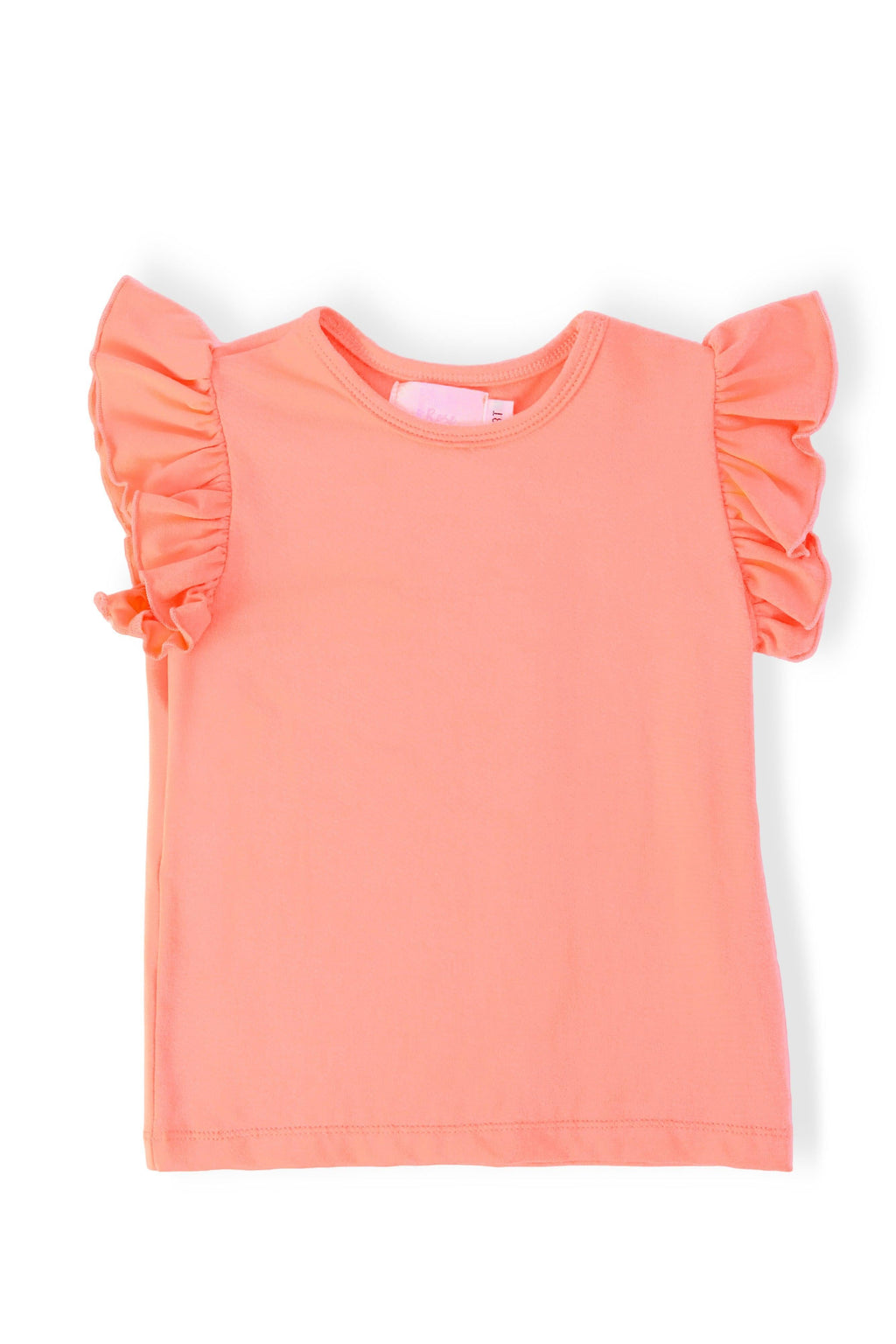 Mila & Rose ® Neon Coral S/S Ruffle Tee — main product shot