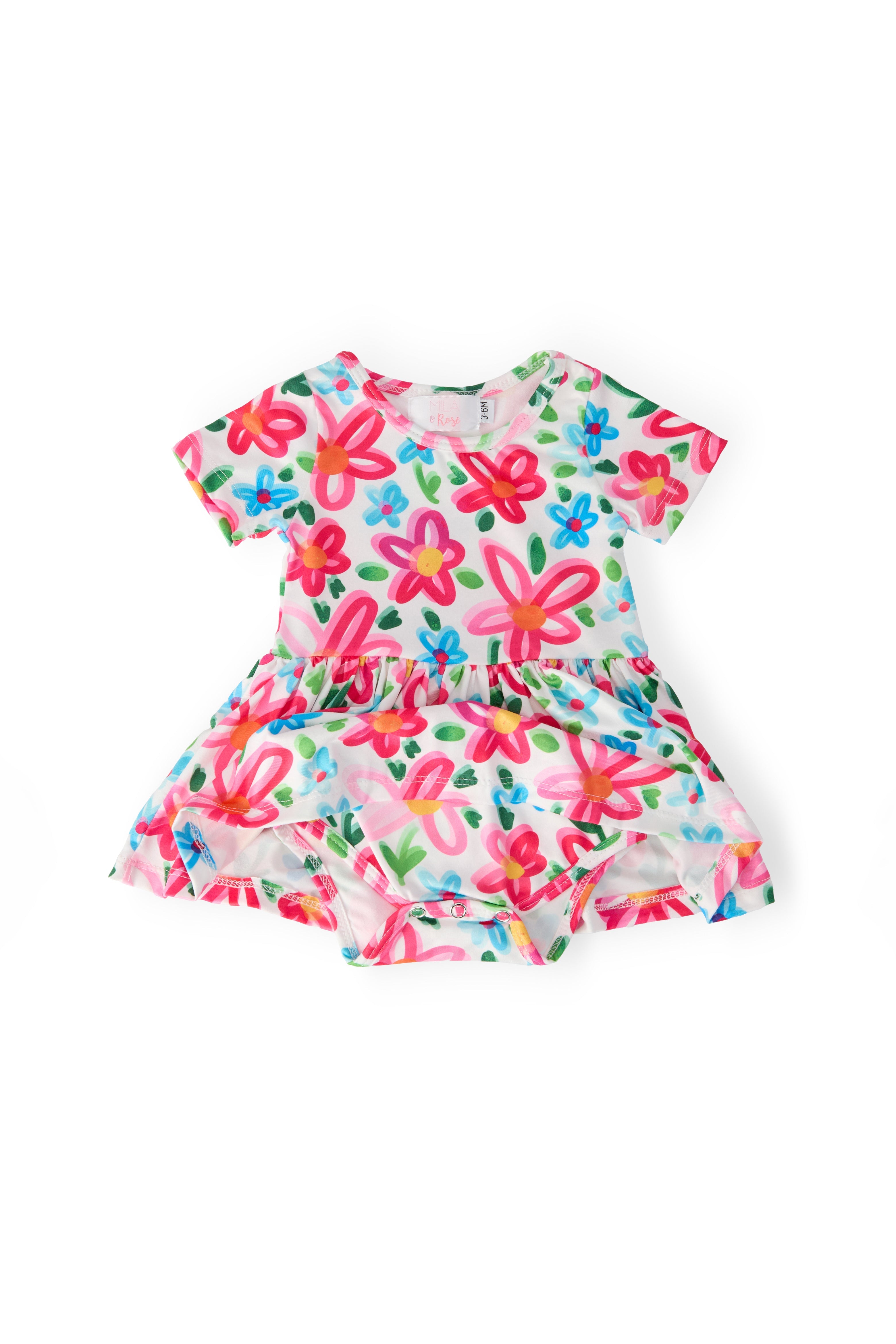 Mila & Rose ® Neon Floral S/S Twirl Bodysuit — detail close-up