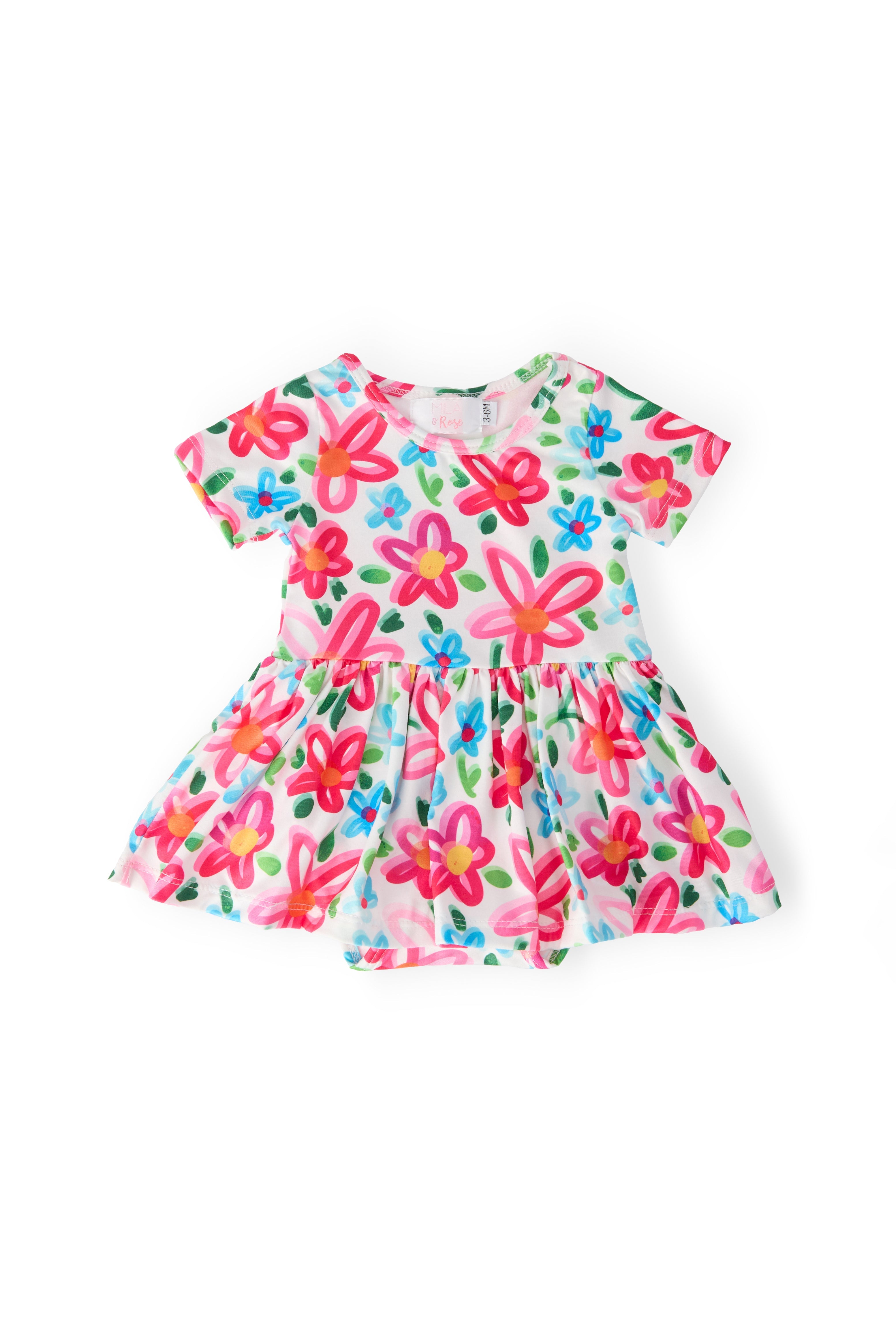 Mila & Rose ® Neon Floral S/S Twirl Bodysuit — main product shot