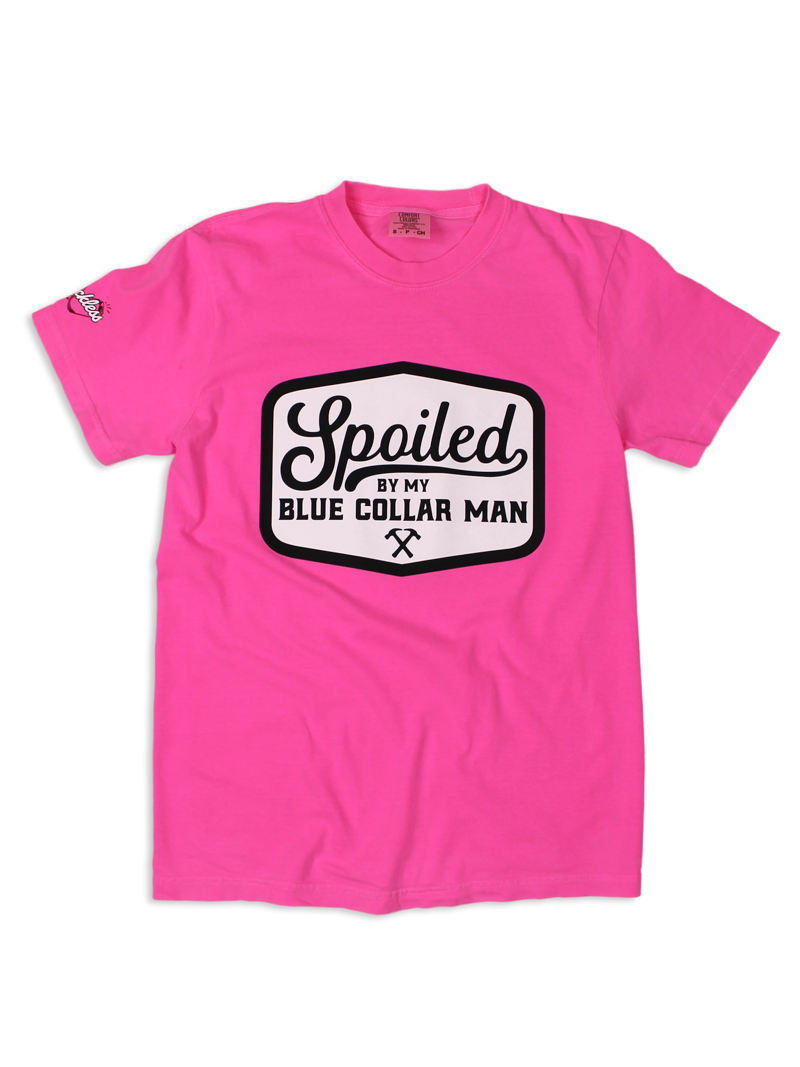 Luckless Outfitters Spoiled By My Blue Collar Man Tee — back view