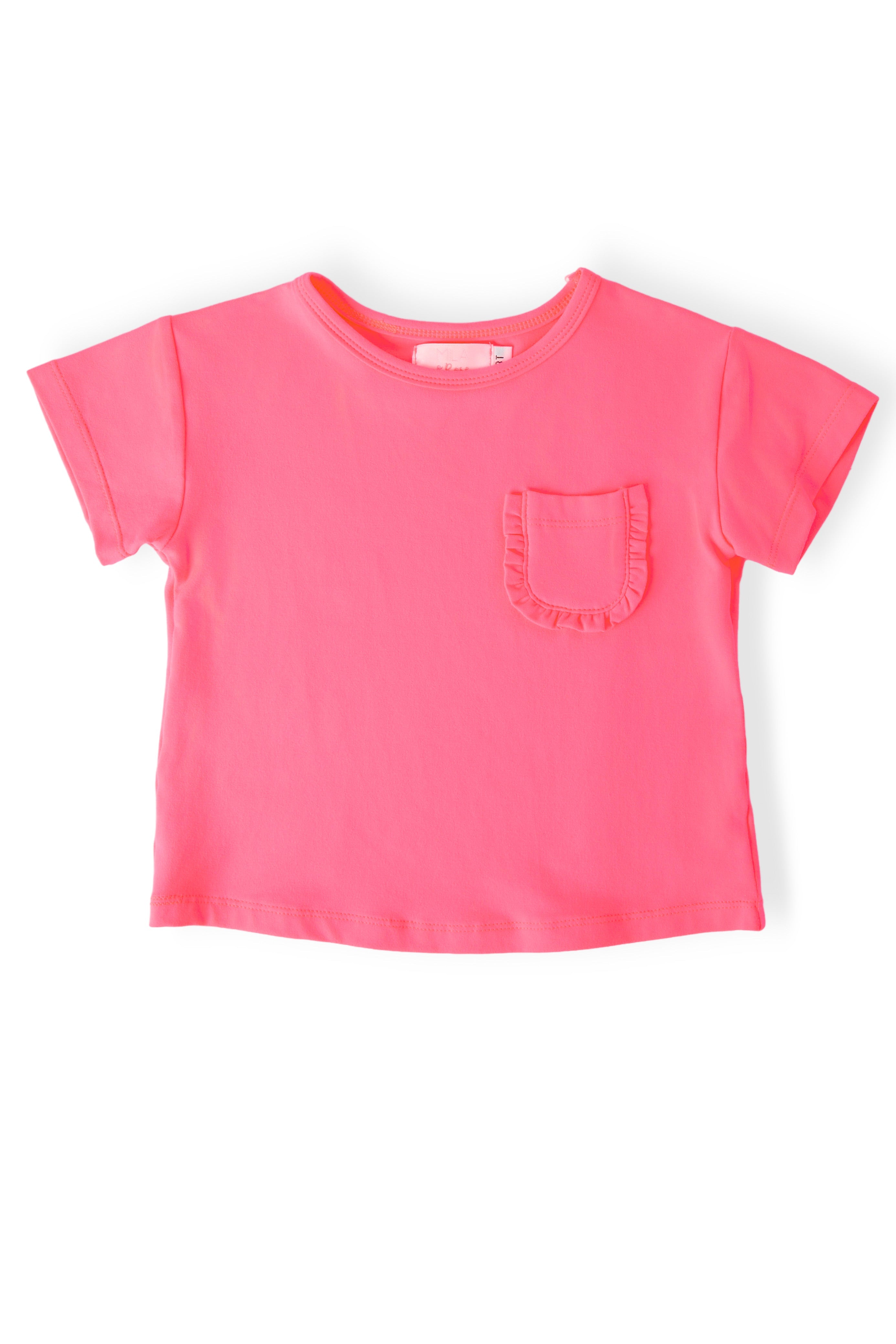 Mila & Rose ® Neon Pink Ruffle Pocket Tee — main product shot