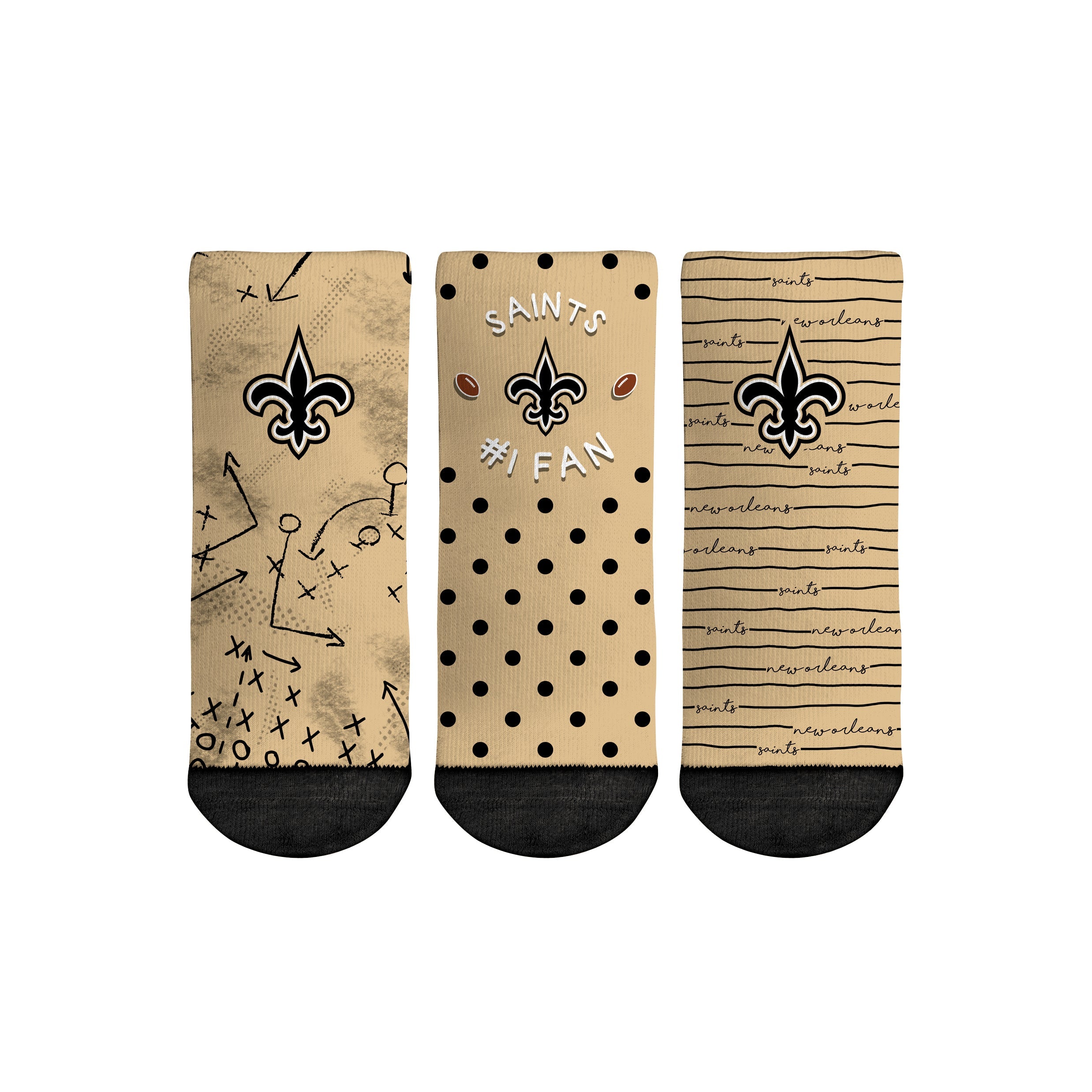 Rock 'Em Socks Rock 'Em Socks New Orleans Saints - Number 1 Fan 3-Pack (Toddler) — main product shot