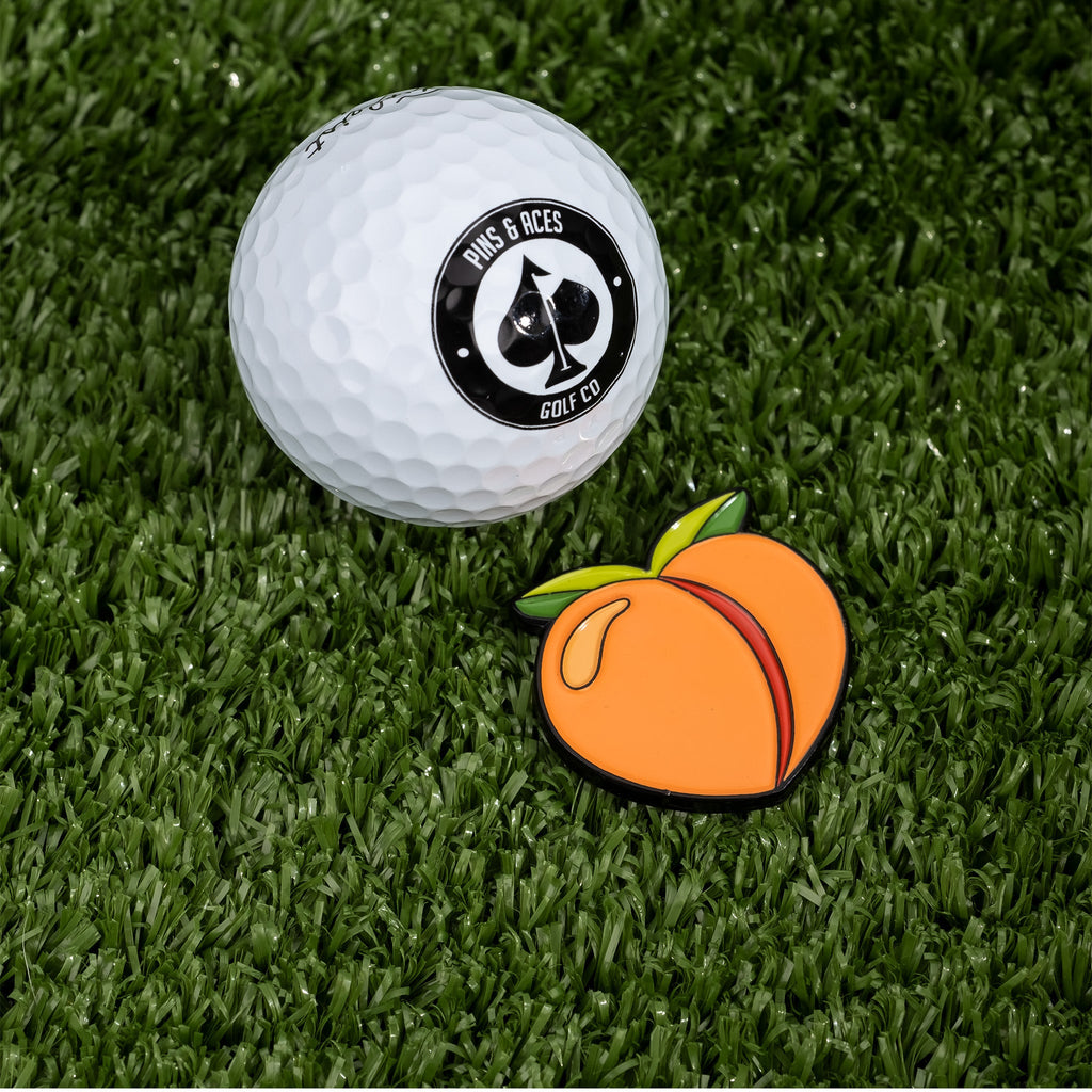 Pins and Aces Peach Ball Marker — back view