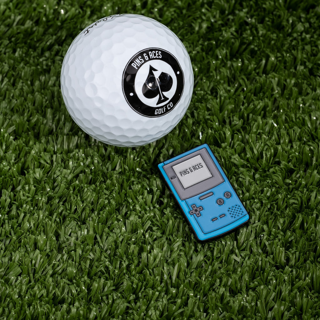 Pins and Aces Game Boy Ball Marker — alternative angle