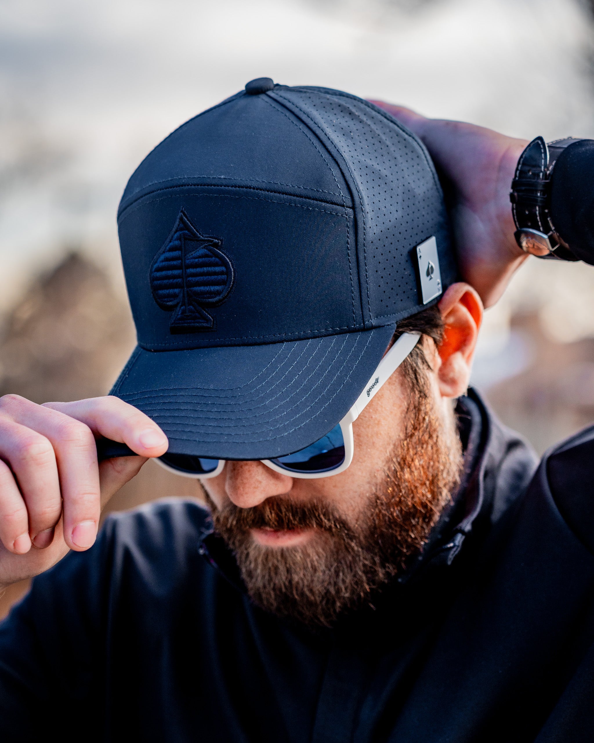 Pins and Aces Tradesman Hat - Navy — in-use photo