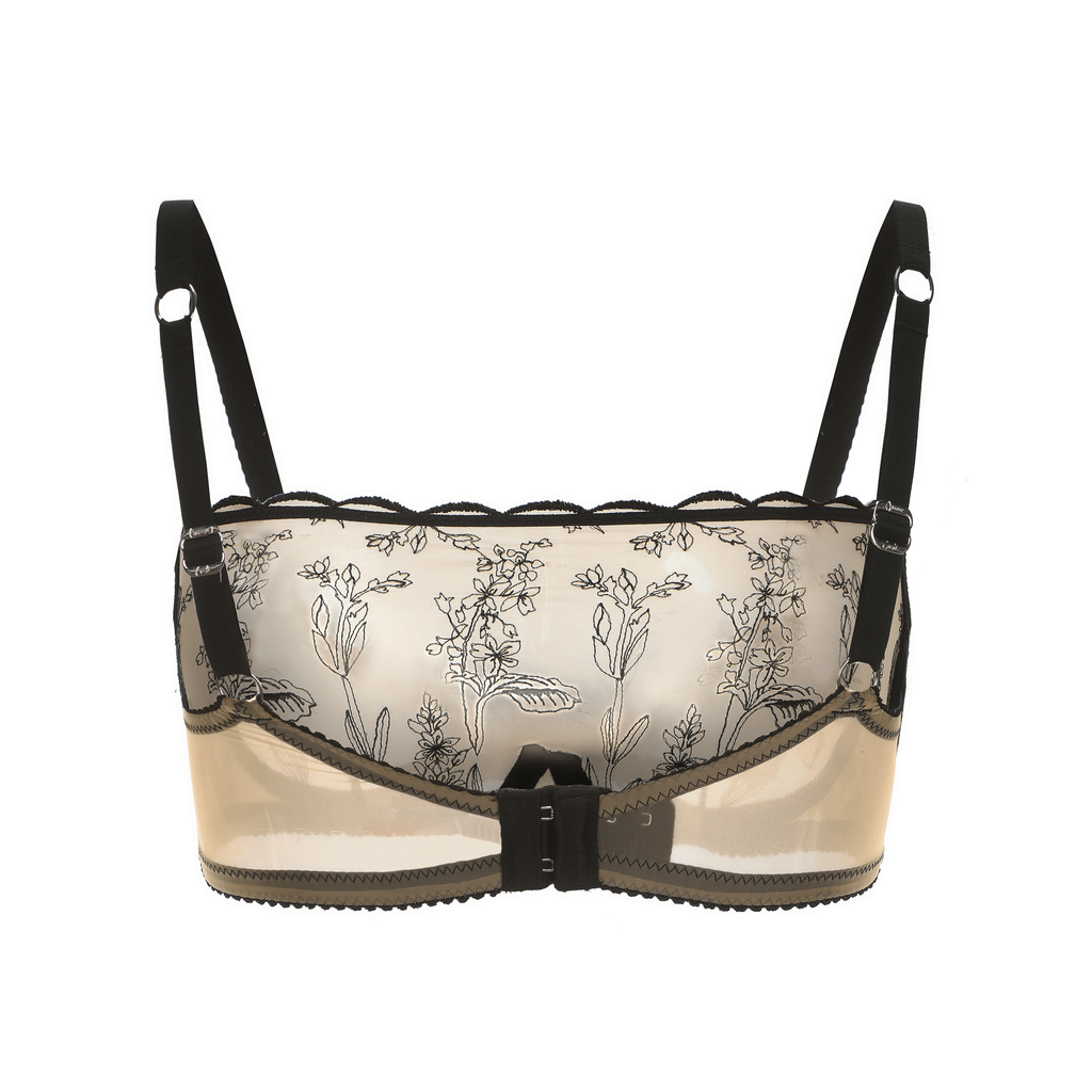 Amour d'Agnette Kim High-Neck Floral Embroidered Underwire Bra — detail shot 10