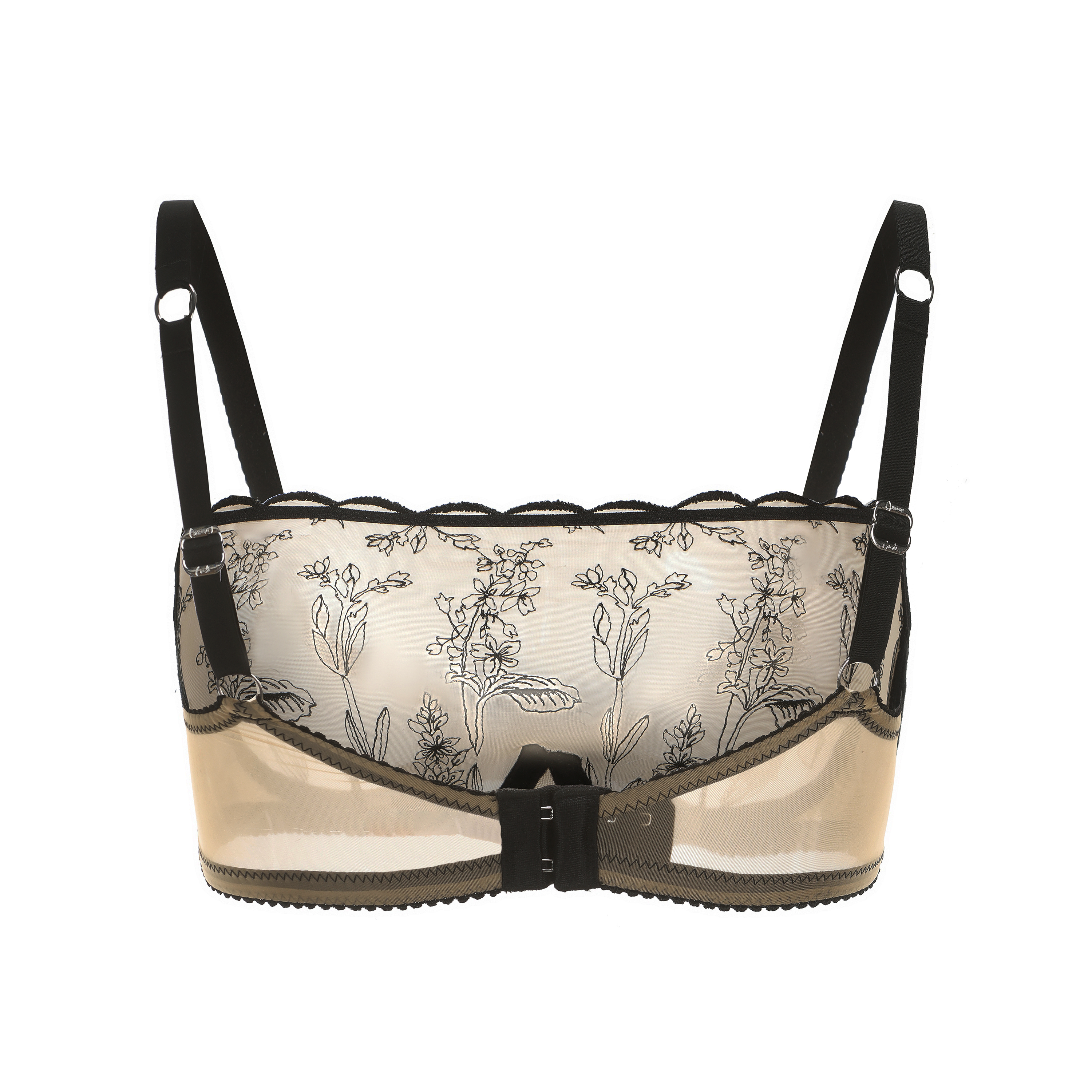 Amour d'Agnette Kim High-Neck Floral Embroidered Underwire Bra — detail shot 10