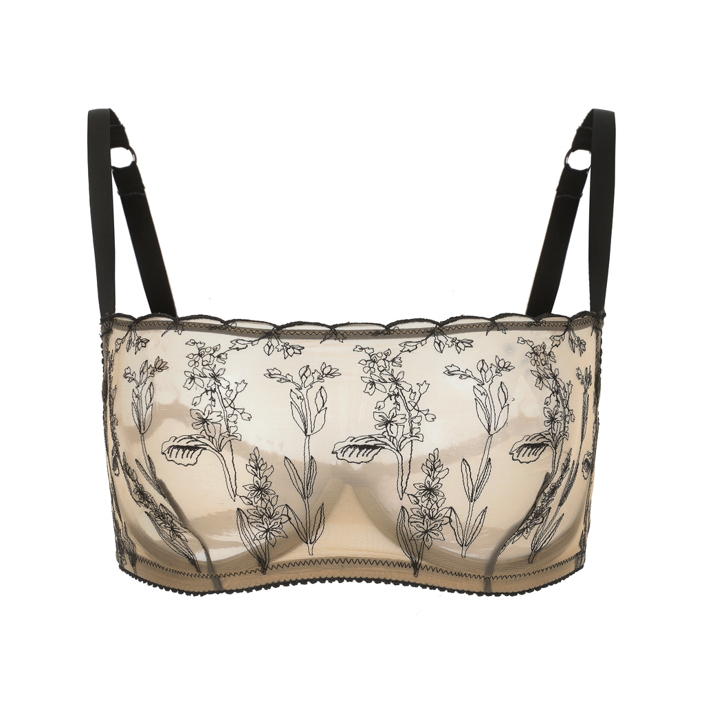 Amour d'Agnette Kim High-Neck Floral Embroidered Underwire Bra — bra product shot front