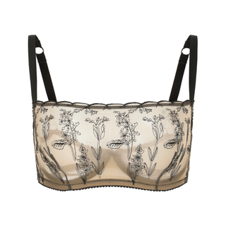 Kim High Neck Floral Embroidered Underwire Bra on Jelly Fabric