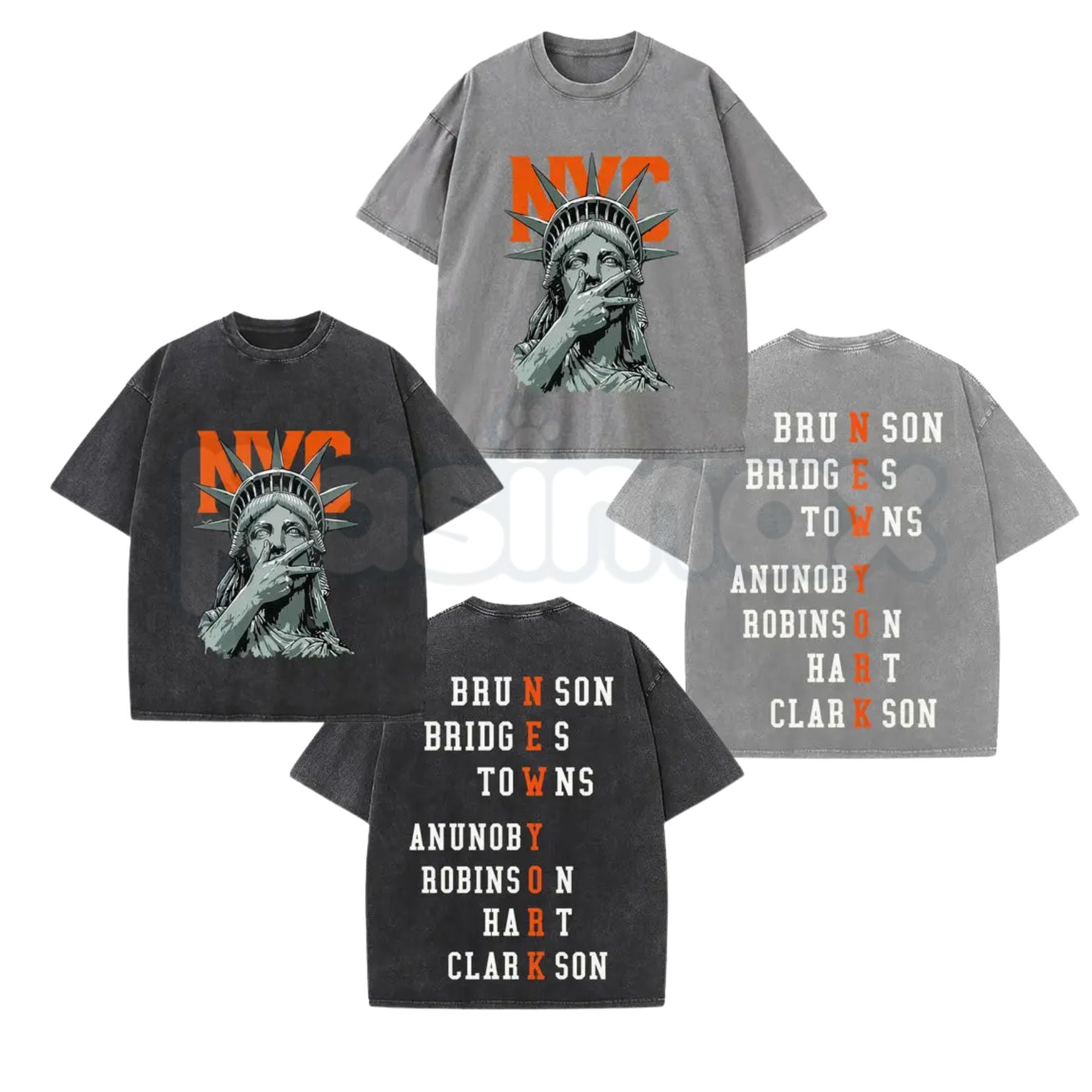 New York 2-Side Graphic T-Shirt – Retro NYC Double Printed Tee, Vintage Washed Manhattan Lightweight Cotton Streetwear Top
