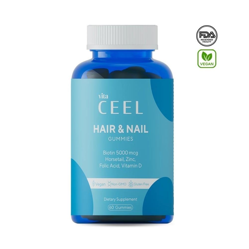vita CEEL Hair & Nail 60 Gummies - Biotin, Vitamin D, Zinc Supplement for Healthy Hair and Nails