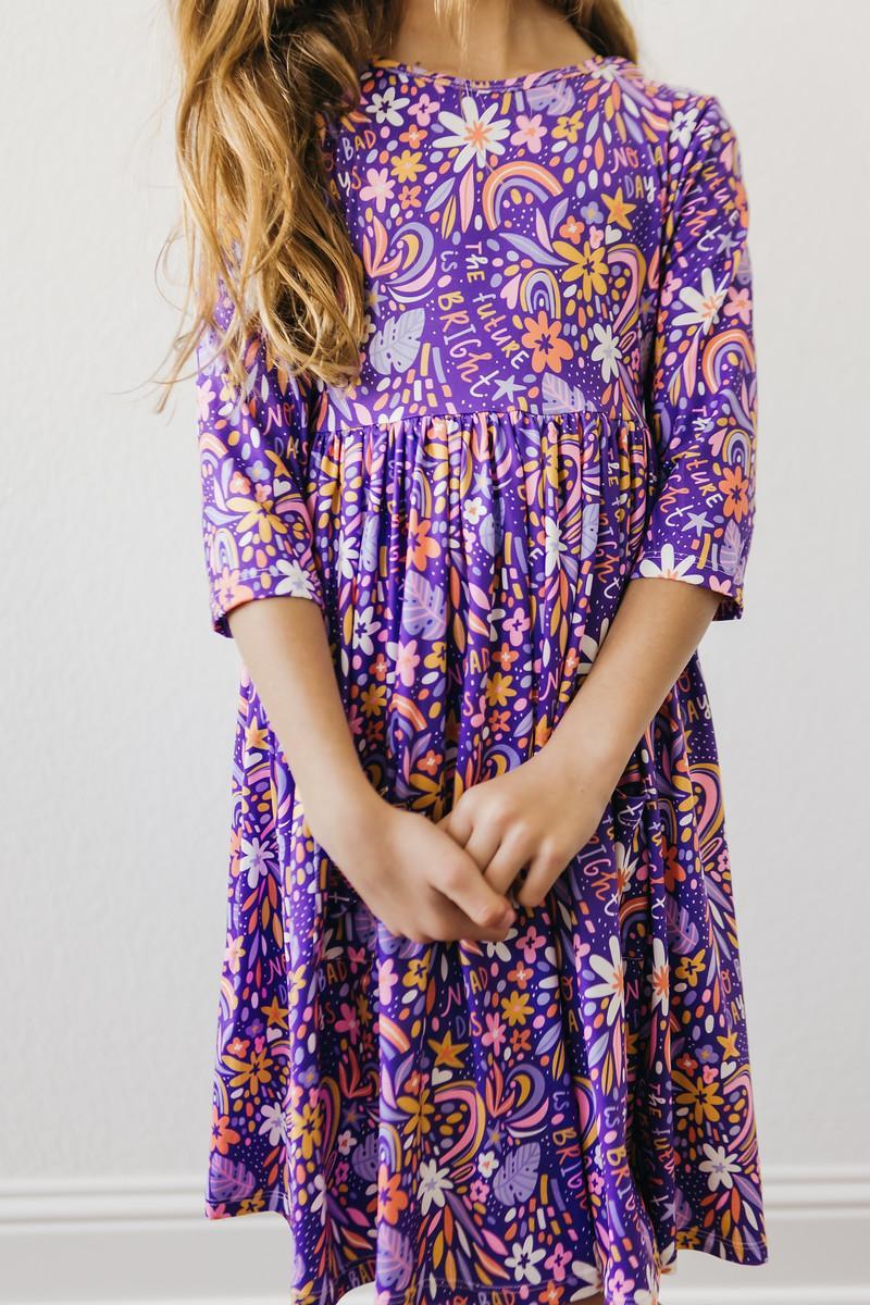 Mila & Rose ® No Bad Days 3/4 Sleeve Pocket Twirl Dress — alternative angle