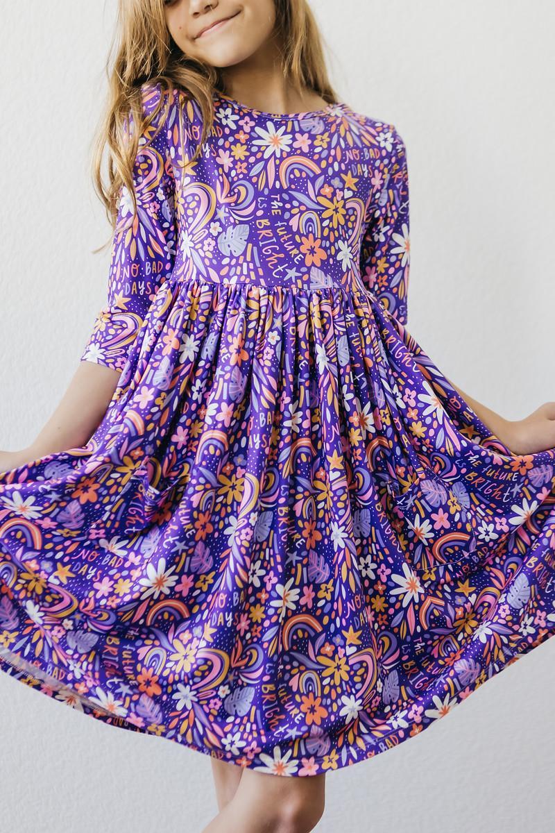 Mila & Rose ® No Bad Days 3/4 Sleeve Pocket Twirl Dress — in-use photo